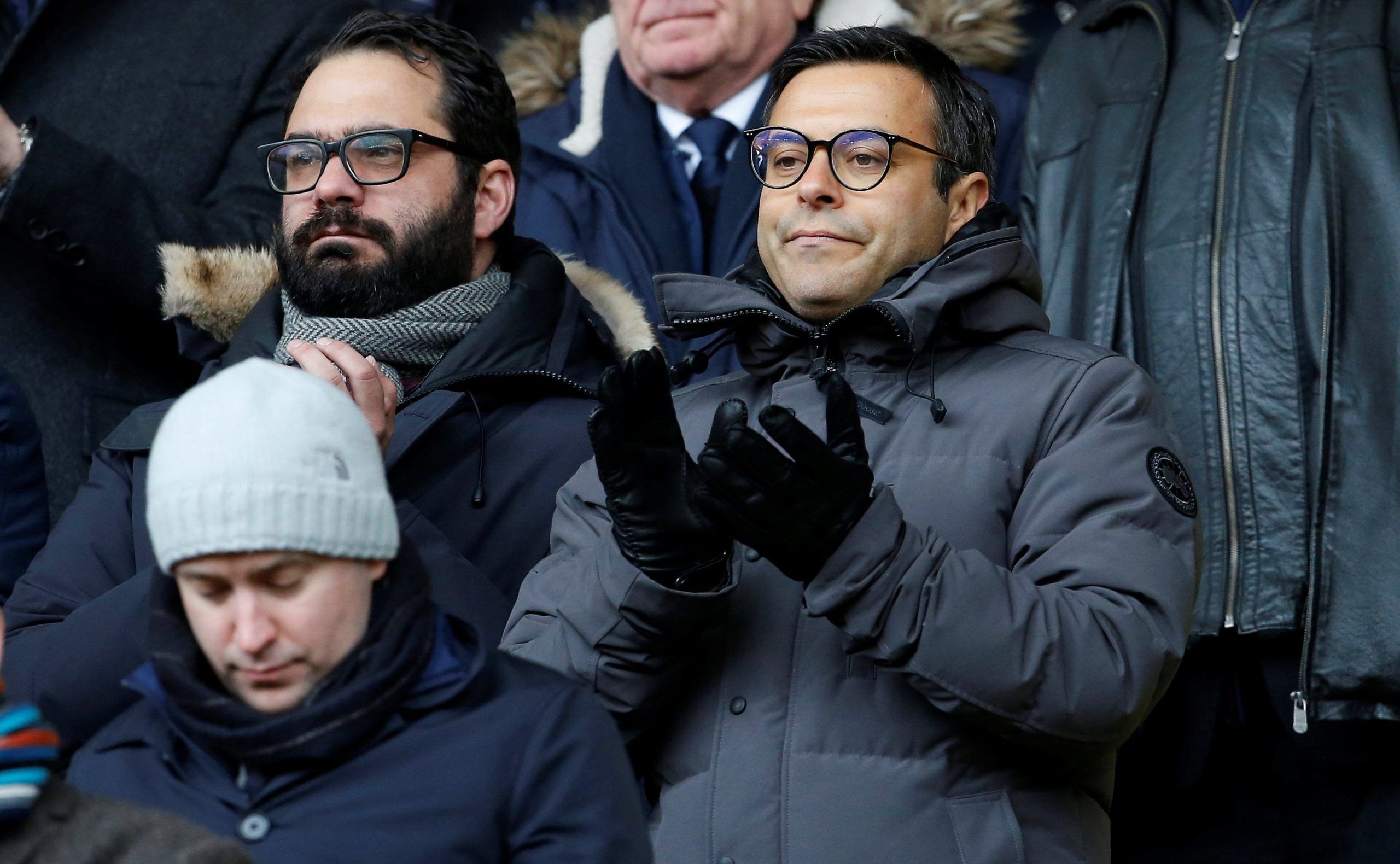 Soccer Football - Championship - Sheffield United vs Leeds United - Bramall Lane, Sheffield, Britain - February 10, 2018   Leeds United owner Andrea Radrizzani (R) watches from the stands   Action Images/Craig Brough    EDITORIAL USE ONLY. No use with unauthorized audio, video, data, fixture lists, club/league logos or 