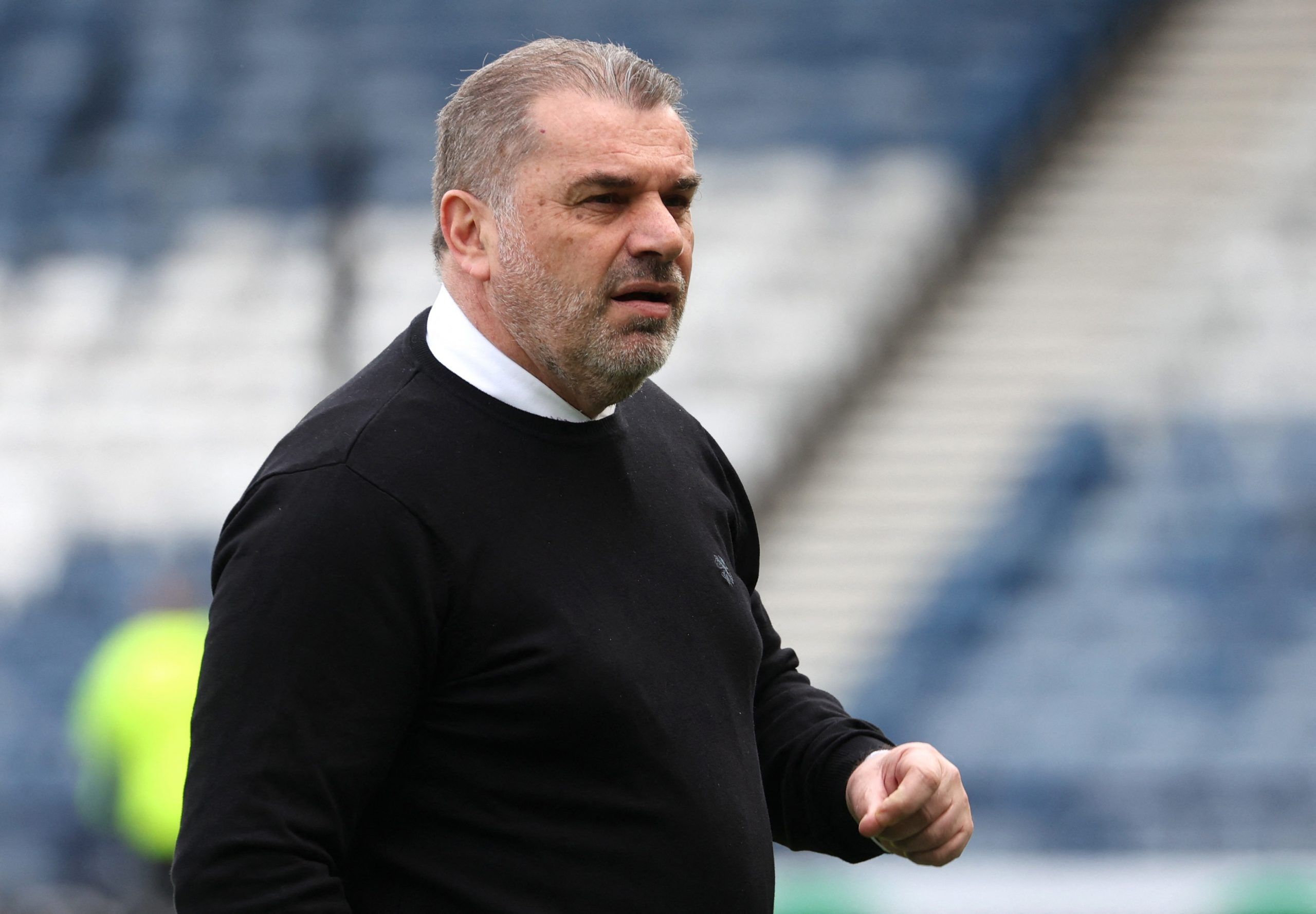 Soccer Football - Scottish Cup Semi Final - Celtic v Rangers - Hampden Park, Glasgow, Scotland, Britain - April 17, 2022 Celtic manager Ange Postecoglou on the pitch before the match Action Images via Reuters/Russell Cheyne