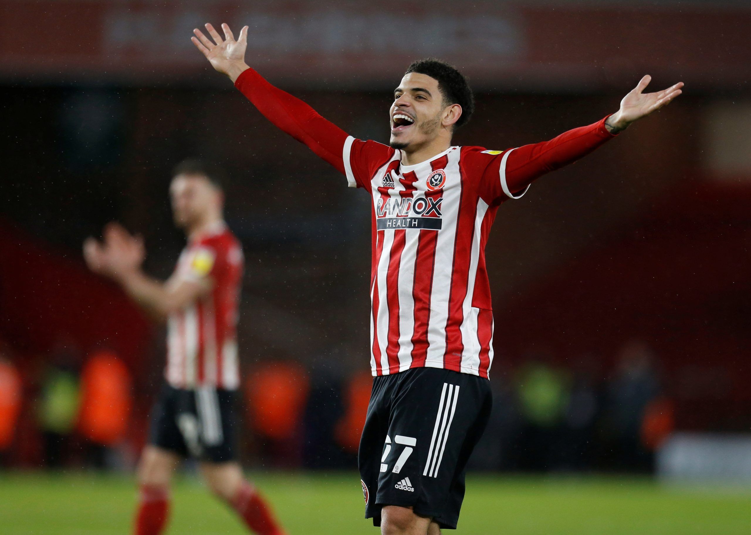 gibbs-white-championship-bruno-lage-transfer-focus-sheffield-united-leander-dendonckerSoccer Football - Championship - Sheffield United v Blackburn Rovers - Bramall Lane, Sheffield, Britain - February 23, 2022  Sheffield United's Morgan Gibbs-White celebrates after the match Action Images/Ed Sykes