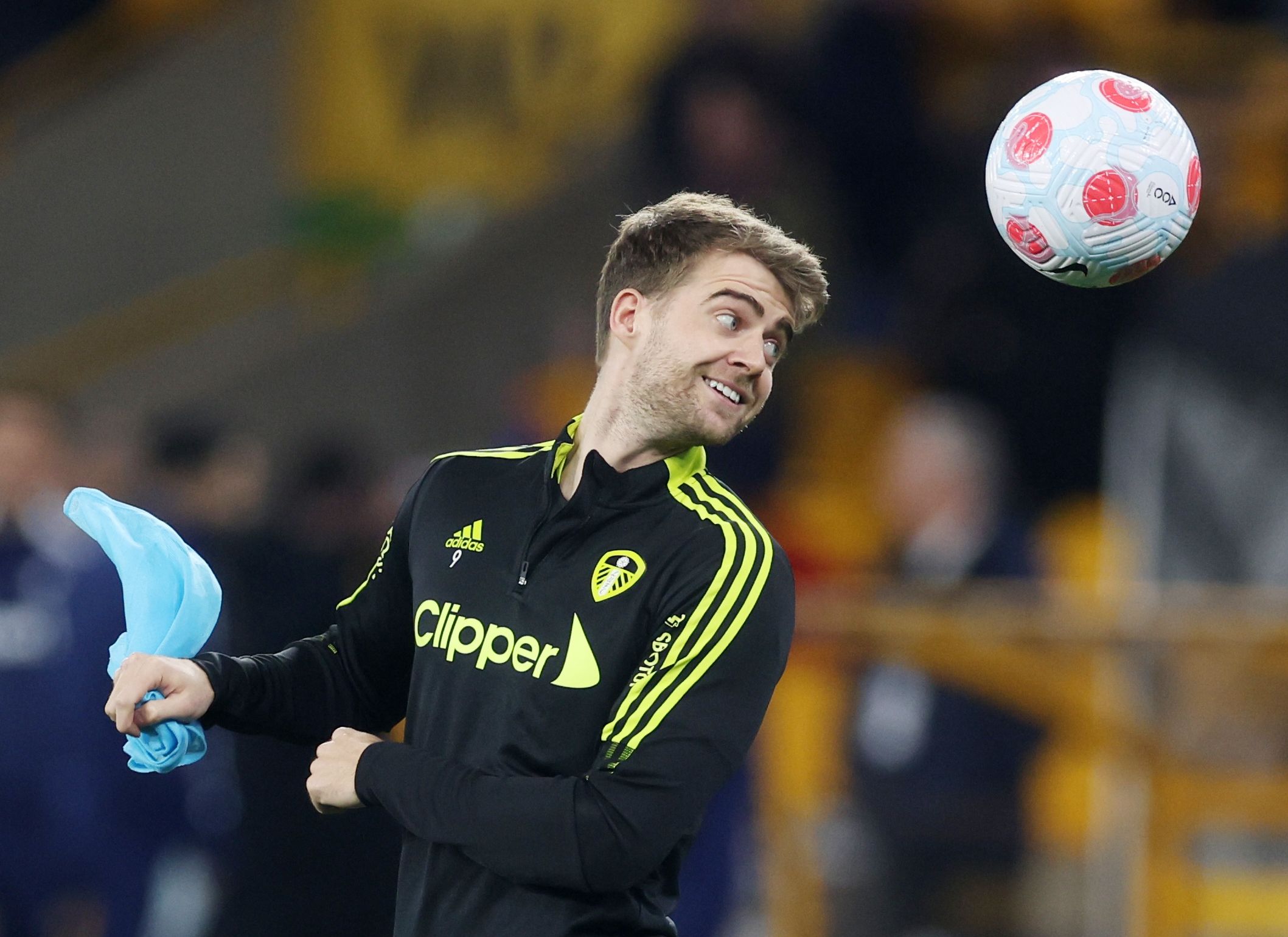Soccer Football - Premier League - Wolverhampton Wanderers v Leeds United - Molineux Stadium, Wolverhampton, Britain - March 18, 2022 Leeds United's Patrick Bamford during the warm up before the match Action Images via Reuters/Paul Childs EDITORIAL USE ONLY. No use with unauthorized audio, video, data, fixture lists, club/league logos or 'live' services. Online in-match use limited to 75 images, no video emulation. No use in betting, games or single club /league/player publications.  Please cont