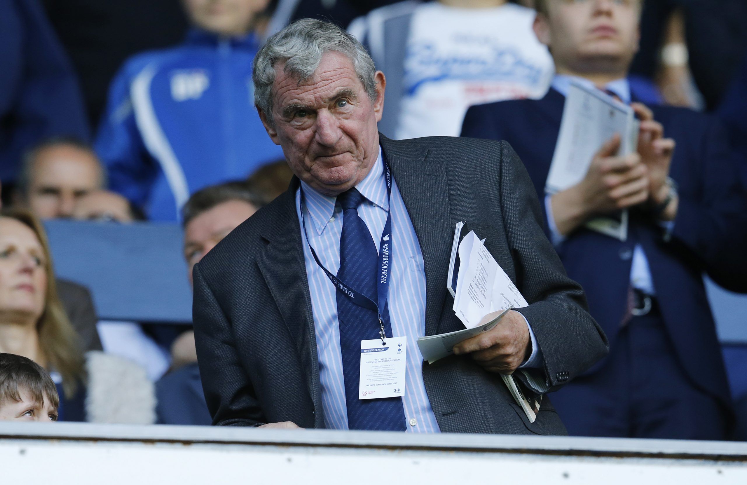 Football - Tottenham Hotspur v Hull City - Barclays Premier League - White Hart Lane - 14/15 - 16/5/15 
Former Tottenham Hotspur manager David Pleat in the stands 
Reuters / Suzanne Plunkett 
EDITORIAL USE ONLY. No use with unauthorized audio, video, data, fixture lists, club/league logos or 