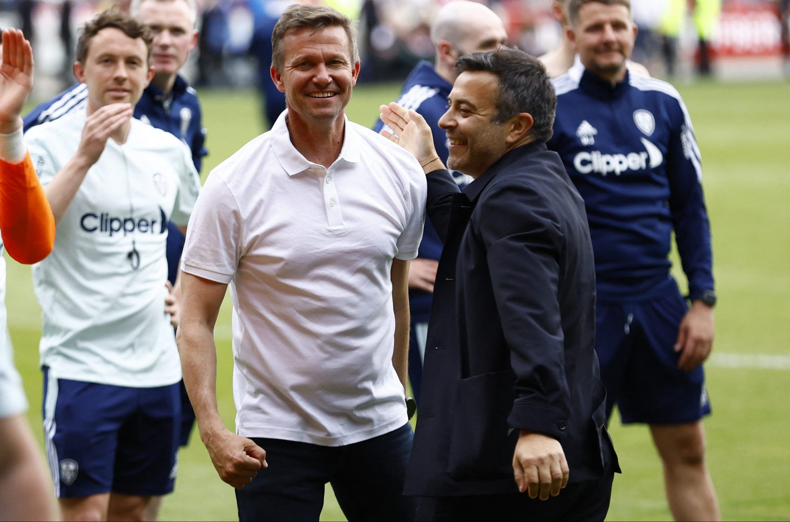 Leeds chairman Andrea Radrizzani and manager Jesse Marsch