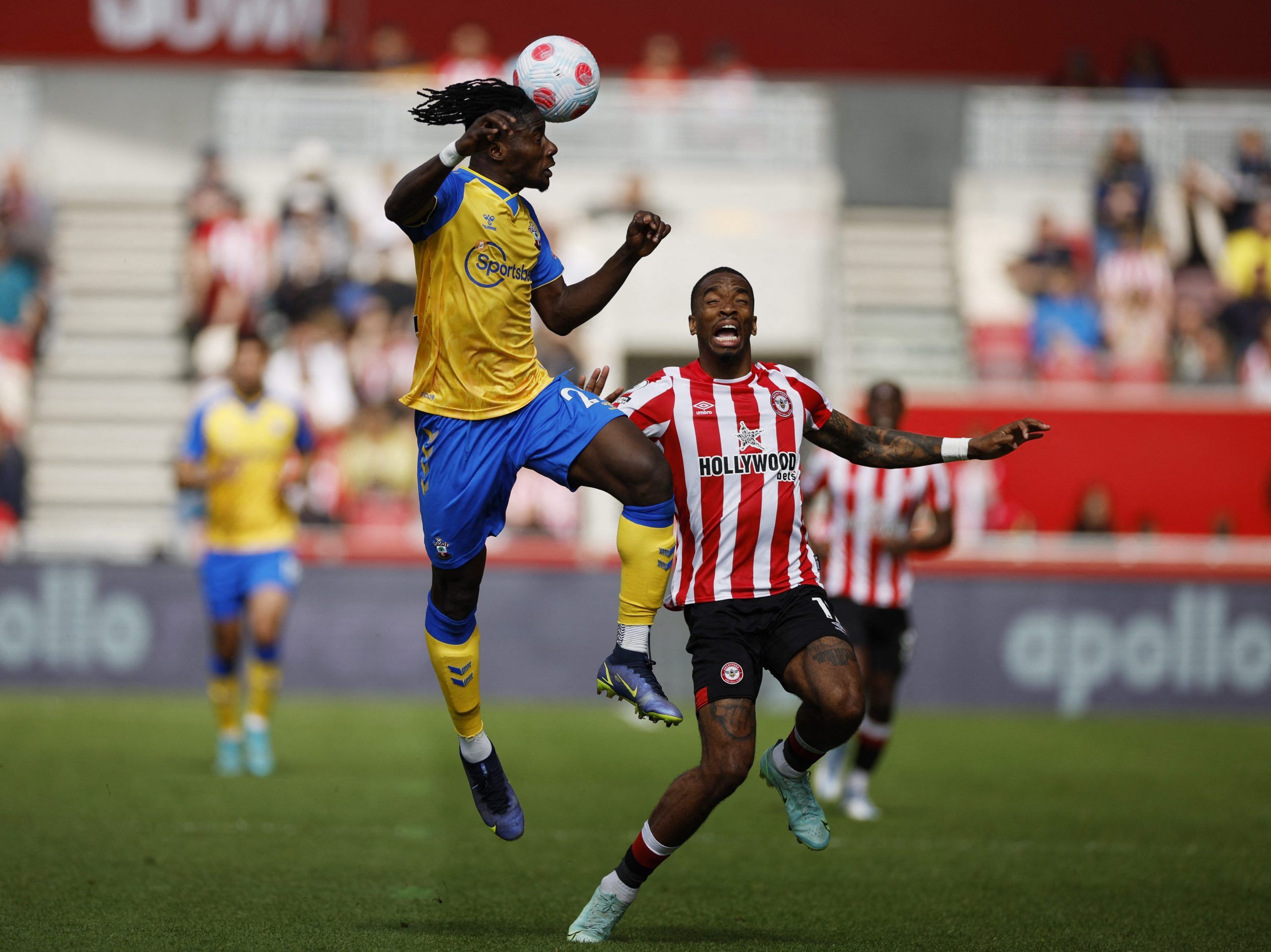 Soccer Football - Premier League - Brentford v Southampton - Brentford Community Stadium, London, Britain - May 7, 2022 Southampton's Mohammed Salisu in action with Brentford's Ivan Toney Action Images via Reuters/John Sibley EDITORIAL USE ONLY. No use with unauthorized audio, video, data, fixture lists, club/league logos or 'live' services. Online in-match use limited to 75 images, no video emulation. No use in betting, games or single club /league/player publications.  Please contact your acco