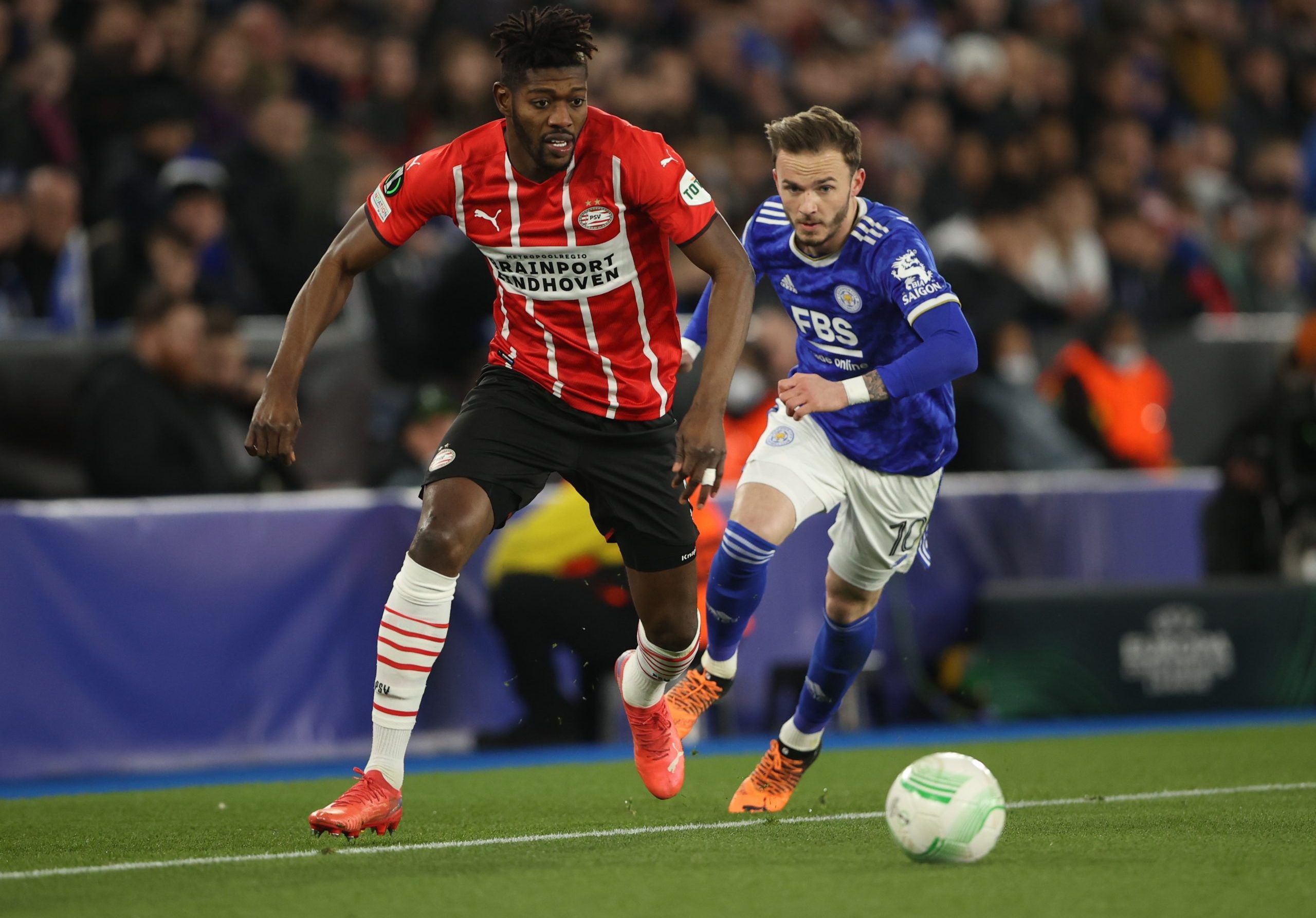 PSV's Ibrahim Sangare in action against Leicester City