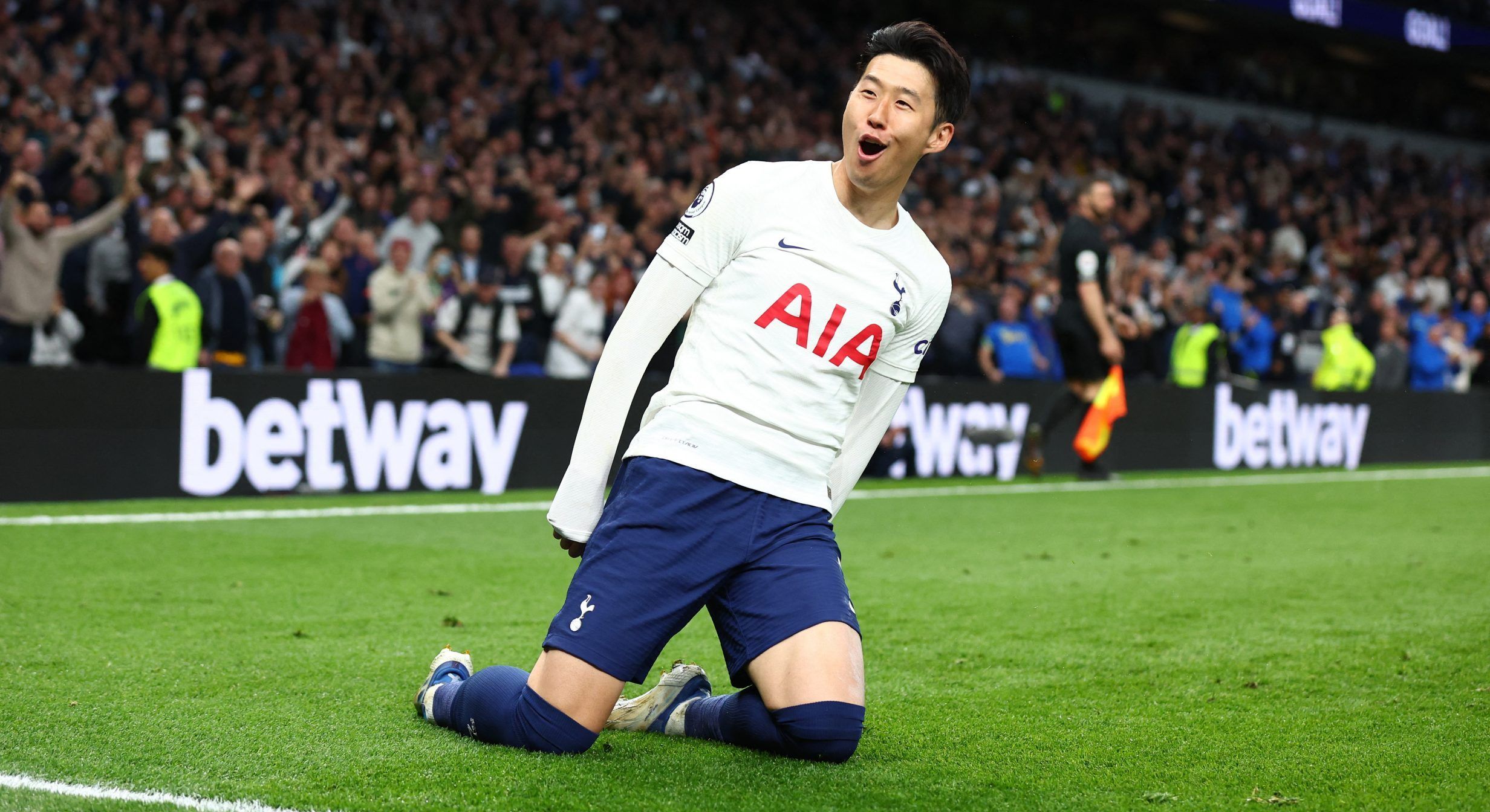 Spurs winger Heung-min Son celebrates scoring against Arsenal in the Premier League