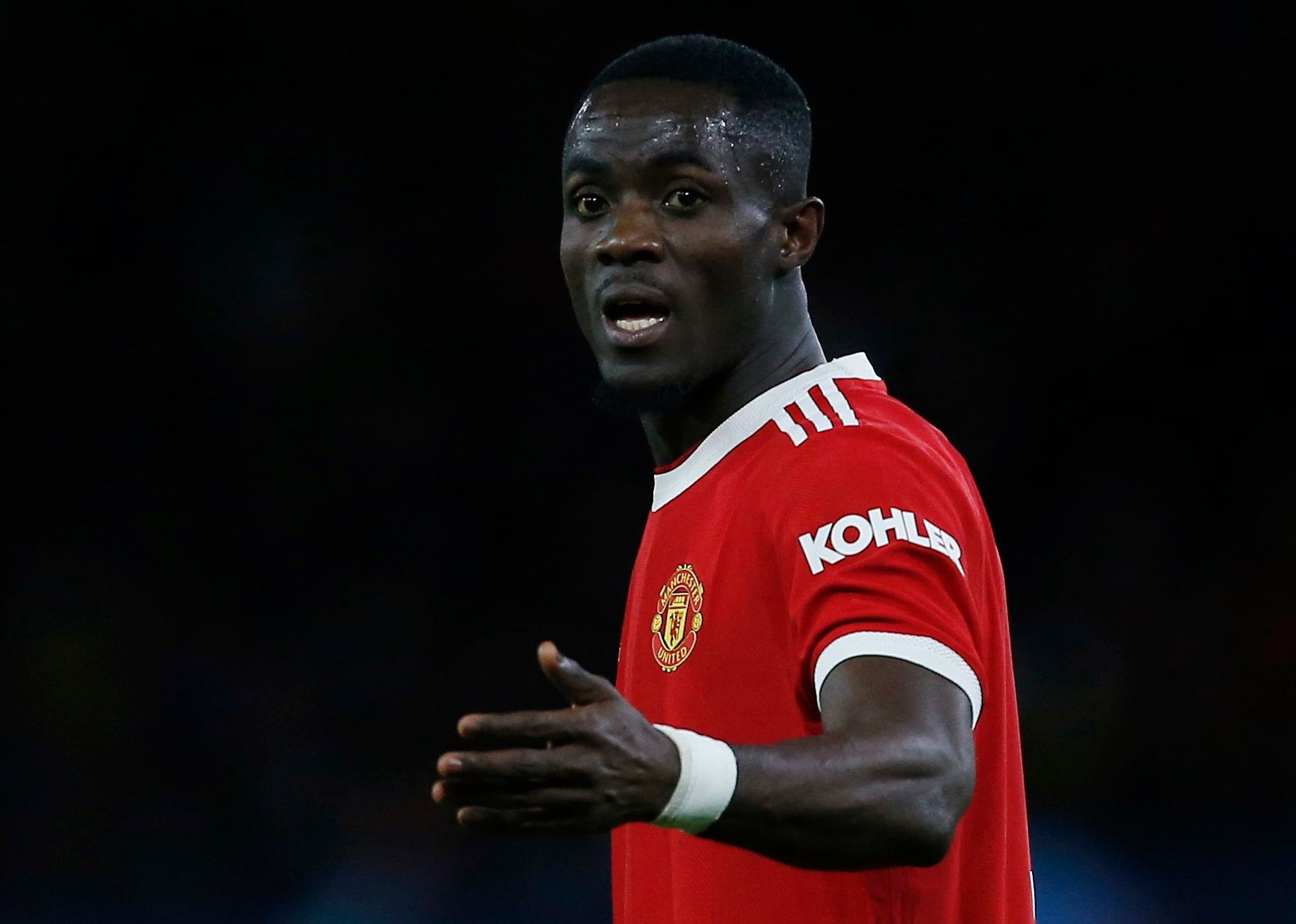 Soccer Football - Champions League - Group F - Manchester United v Young Boys - Old Trafford, Manchester, Britain - December 8, 2021 Manchester United's Eric Bailly reacts REUTERS/Craig Brough