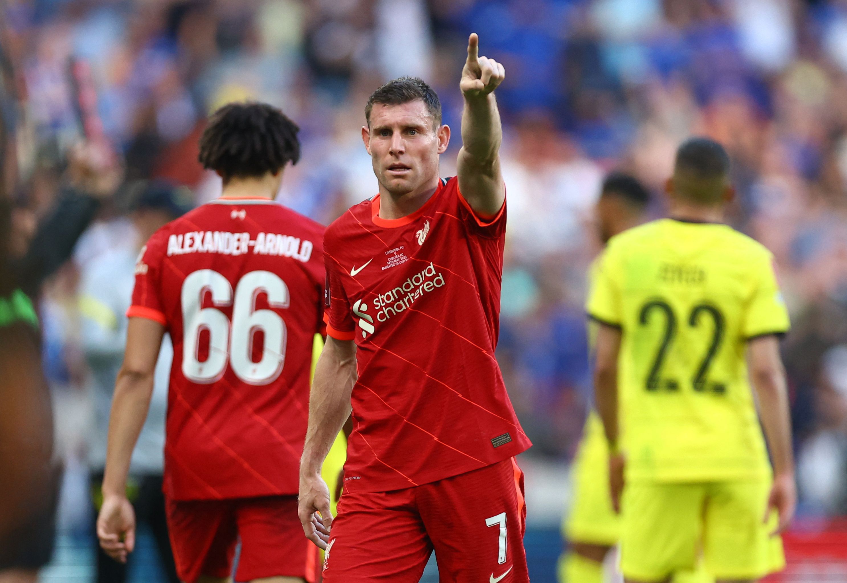 Liverpool's James Milner in action during the FA Cup final against Chelsea