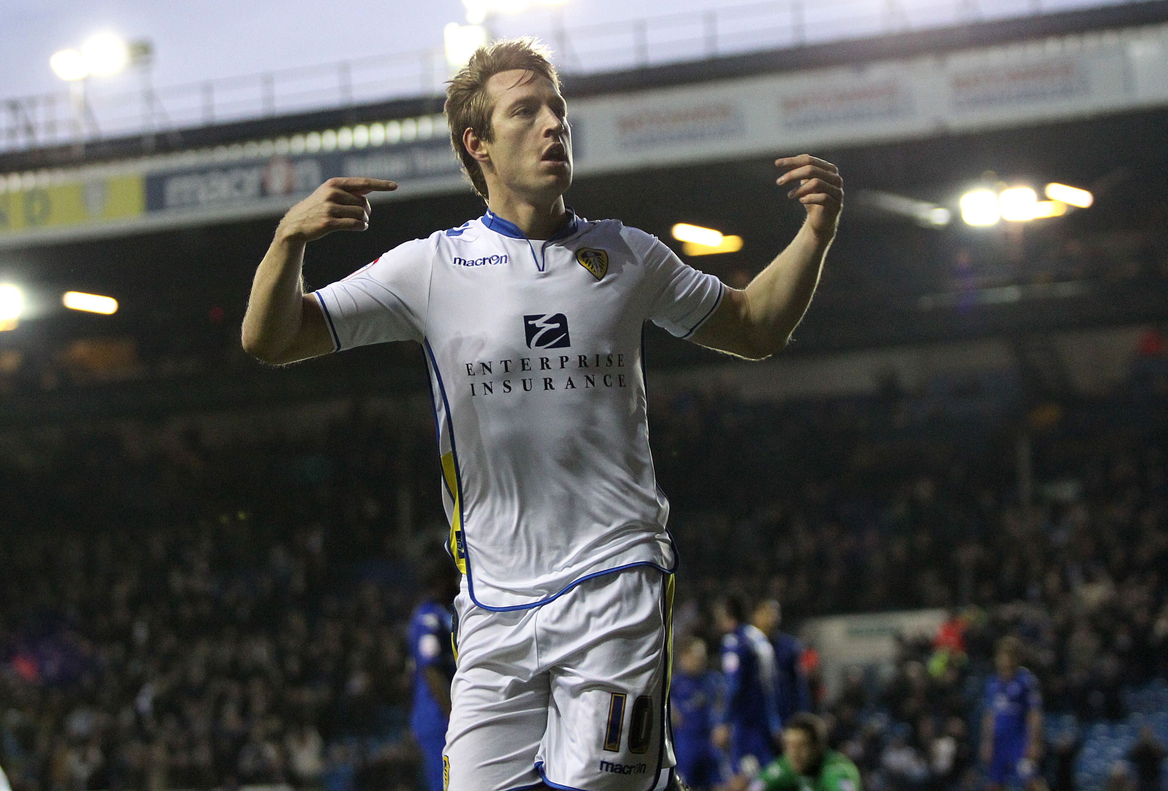 Luciano Becchio celebrates scoring for Leeds United