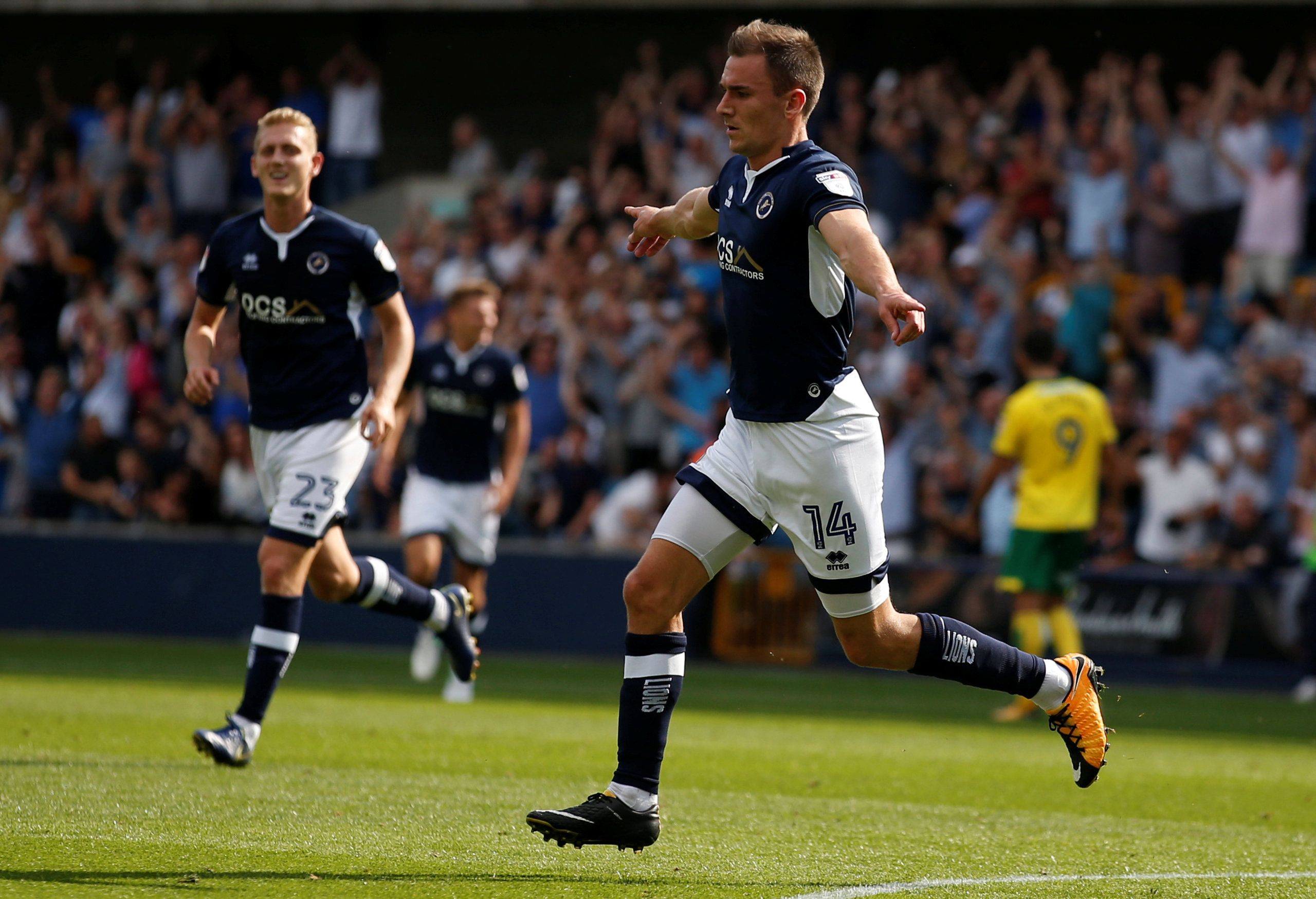 Soccer Football - Championship - Millwall vs Norwich City - London, Britain - August 26, 2017   Millwall's Jed Wallace celebrates scoring their third goal   Action Images/Peter Cziborra    EDITORIAL USE ONLY. No use with unauthorized audio, video, data, fixture lists, club/league logos or 