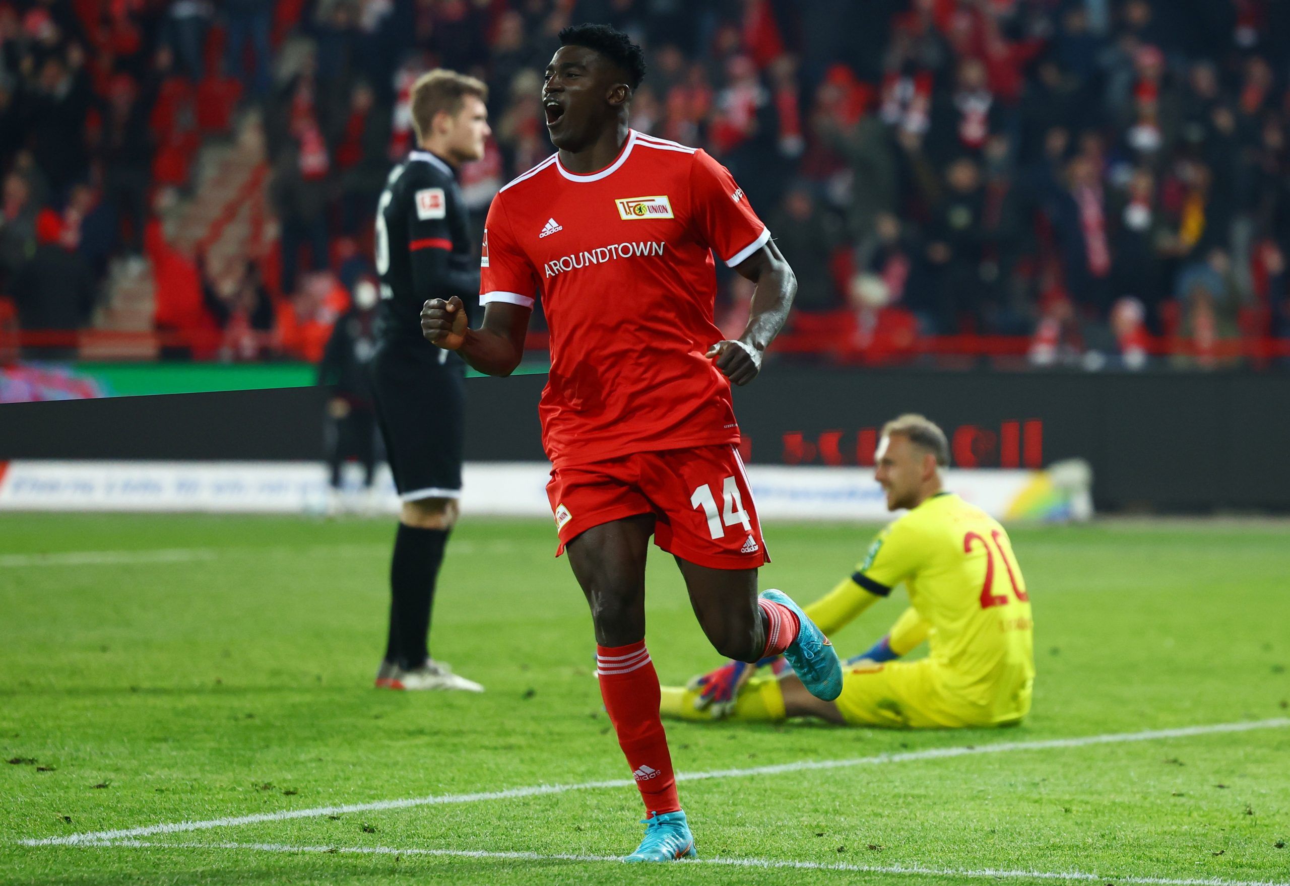 taiwo-awoniyi-union-berlin-bundesliga-nottingham-forest-premier-league-liverpool-transfer-news-latestSoccer Football - Bundesliga - 1. FC Union Berlin v FC Cologne - Stadion An der Alten Forsterei, Berlin, Germany - April 1, 2022 1. FC Union Berlin's Taiwo Awoniyi celebrates scoring their first goal REUTERS/Lisi Niesner DFL REGULATIONS PROHIBIT ANY USE OF PHOTOGRAPHS AS IMAGE SEQUENCES AND/OR QUASI-VIDEO.