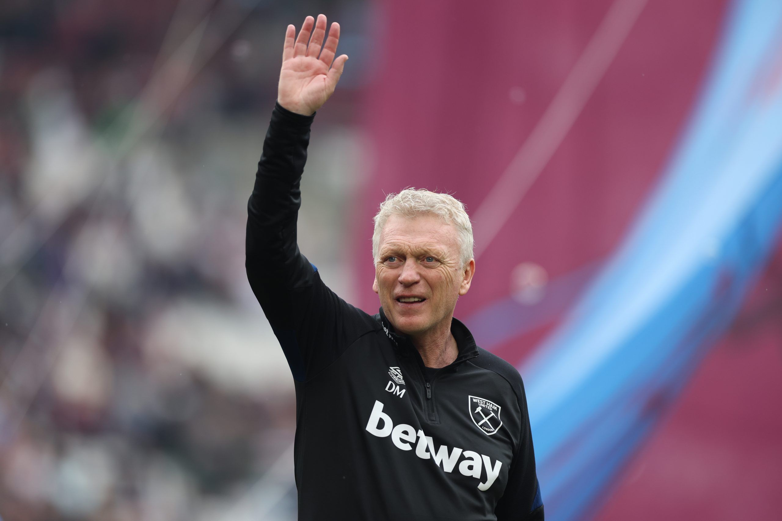 Soccer Football - Premier League - West Ham United v Manchester City - London Stadium, London, Britain - May 15, 2022 West Ham United manager David Moyes waves to fans after the match Action Images via Reuters/Matthew Childs EDITORIAL USE ONLY. No use with unauthorized audio, video, data, fixture lists, club/league logos or 'live' services. Online in-match use limited to 75 images, no video emulation. No use in betting, games or single club /league/player publications.  Please contact your accou