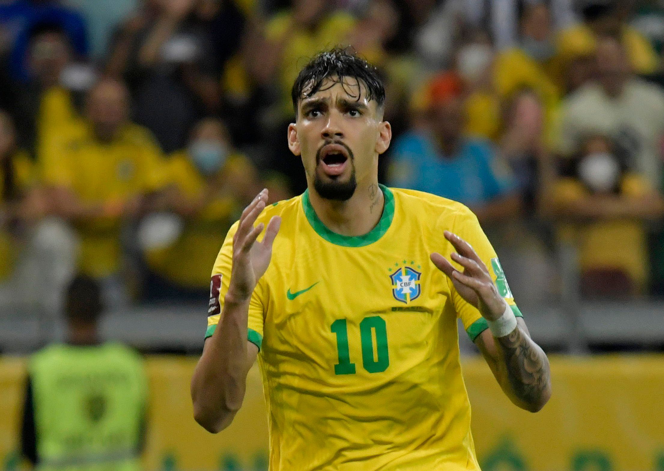 Soccer Football - World Cup - South American Qualifiers - Brazil v Paraguay - Mineirao, Belo Horizonte, Brazil - February 1, 2022 Brazil's Lucas Paqueta reacts REUTERS/Washington Alves