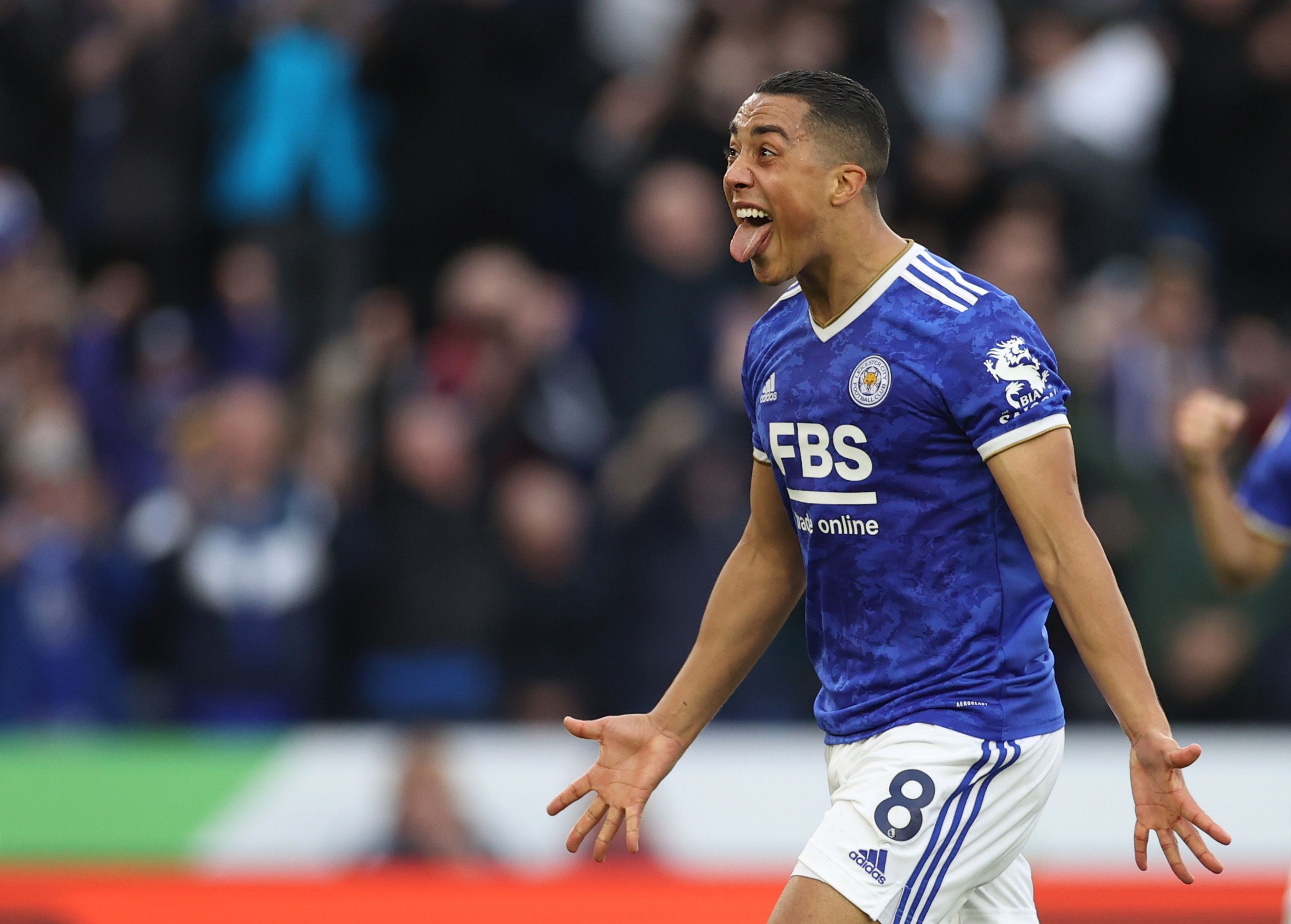Soccer Football - Premier League - Leicester City v Newcastle United - King Power Stadium, Leicester, Britain - December 12, 2021 Leicester City's Youri Tielemans celebrates scoring their first goal Action Images via Reuters/Carl Recine EDITORIAL USE ONLY. No use with unauthorized audio, video, data, fixture lists, club/league logos or 'live' services. Online in-match use limited to 75 images, no video emulation. No use in betting, games or single club /league/player publications.  Please contac