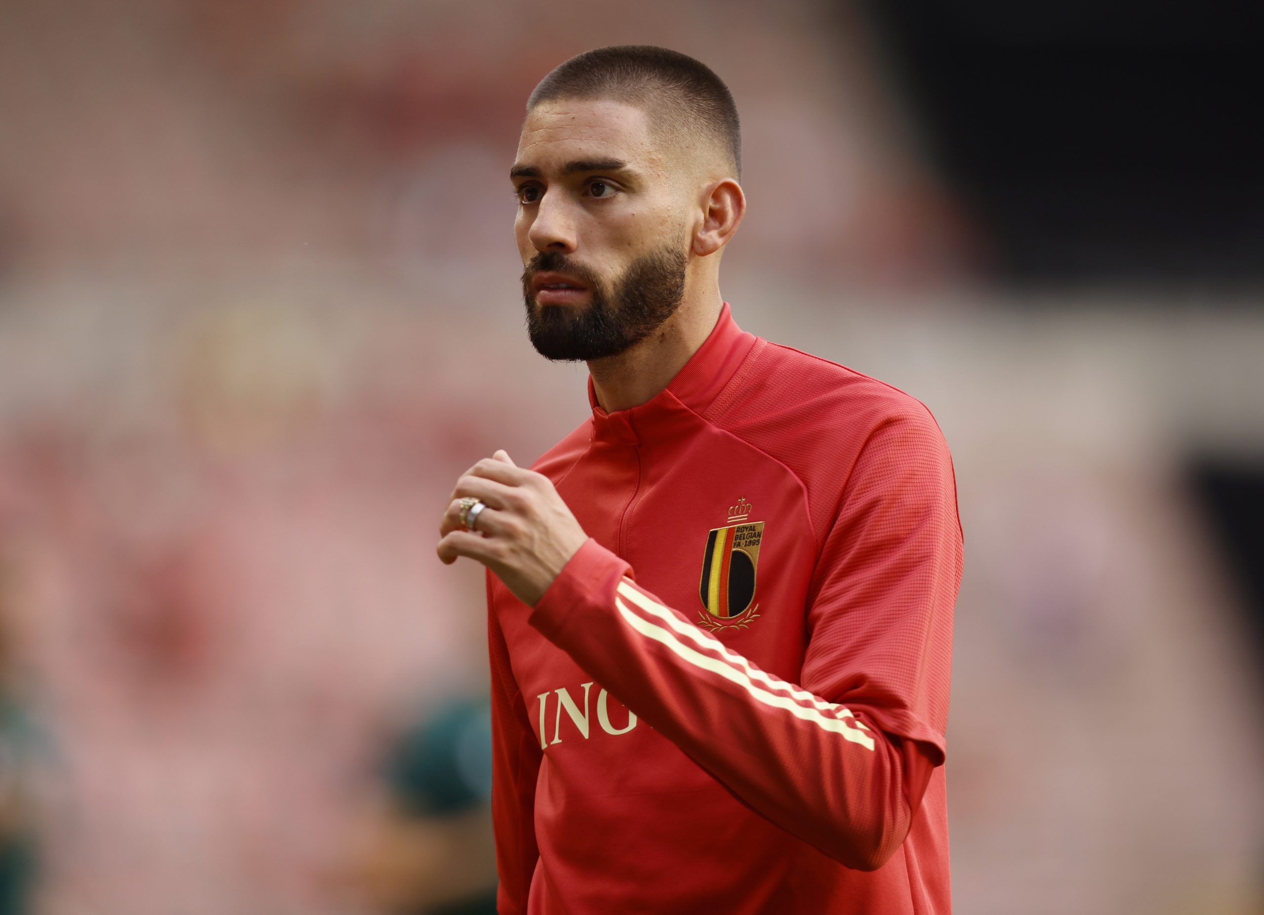 Belgium's Yannick Carrasco during the warm up before the match