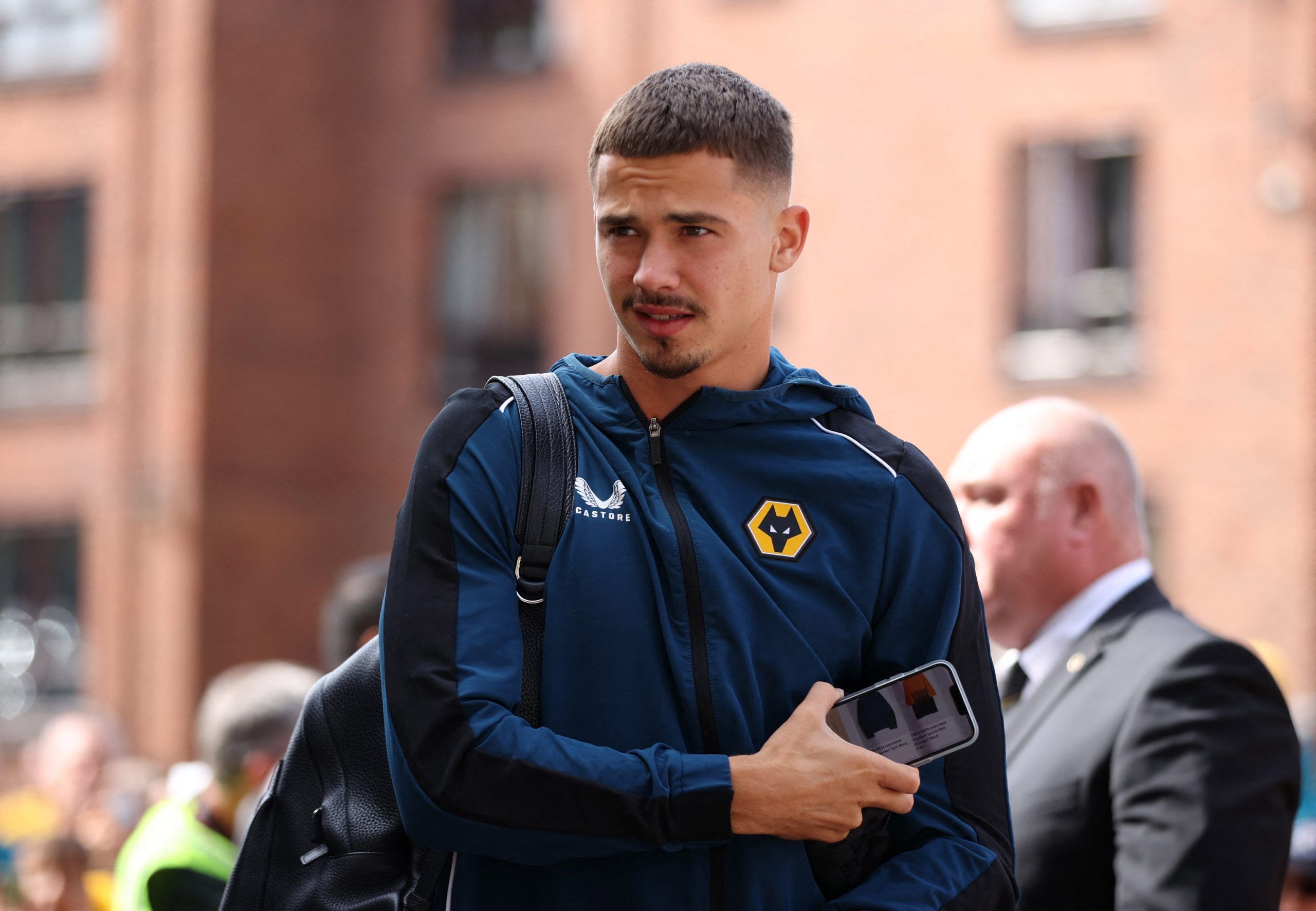 Soccer Football - Premier League - Wolverhampton Wanderers v Newcastle United - Molineux Stadium, Wolverhampton, Britain - August 28, 2022 Wolverhampton Wanderers' Leander Dendoncker arrives for the match Action Images via Reuters/Molly Darlington EDITORIAL USE ONLY. No use with unauthorized audio, video, data, fixture lists, club/league logos or 'live' services. Online in-match use limited to 75 images, no video emulation. No use in betting, games or single club /league/player publications.  Pl