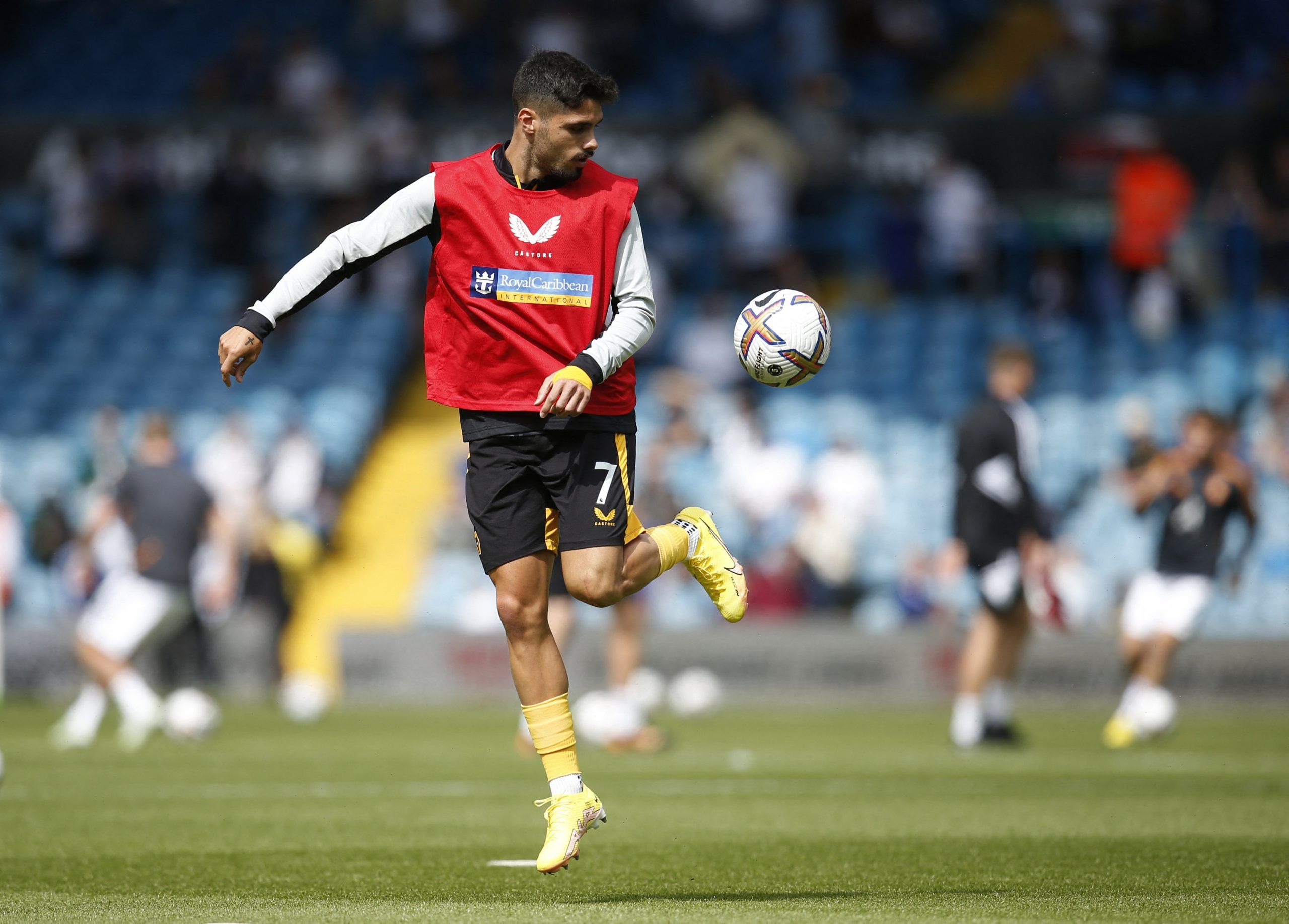 Soccer Football - Premier League - Leeds United v Wolverhampton Wanderers - Elland Road, Leeds, Britain - August 6, 2022 Wolverhampton Wanderers' Pedro Neto during the warm up before the match Action Images via Reuters/Ed Sykes EDITORIAL USE ONLY. No use with unauthorized audio, video, data, fixture lists, club/league logos or 'live' services. Online in-match use limited to 75 images, no video emulation. No use in betting, games or single club /league/player publications.  Please contact your ac