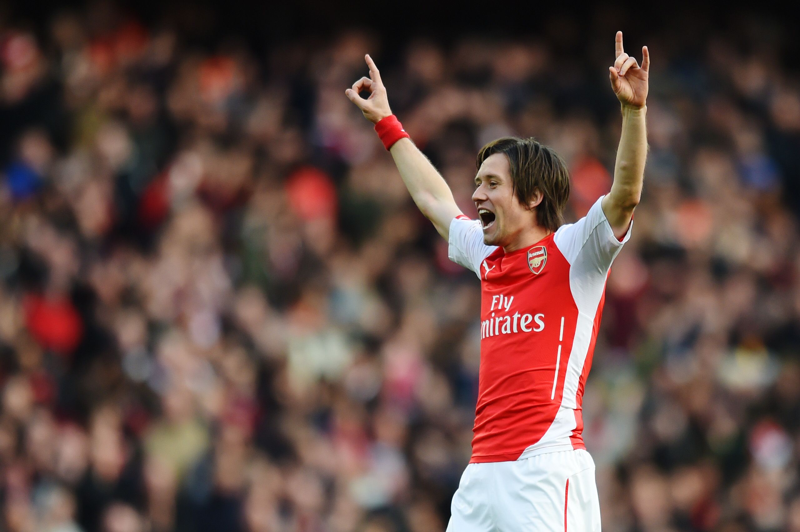 Football - Arsenal v Everton - Barclays Premier League - Emirates Stadium - 1/3/15 
Arsenal's Tomas Rosicky celebrates scoring their second goal  
Action Images via Reuters / Tony O'Brien 
Livepic 
EDITORIAL USE ONLY. No use with unauthorized audio, video, data, fixture lists, club/league logos or 
