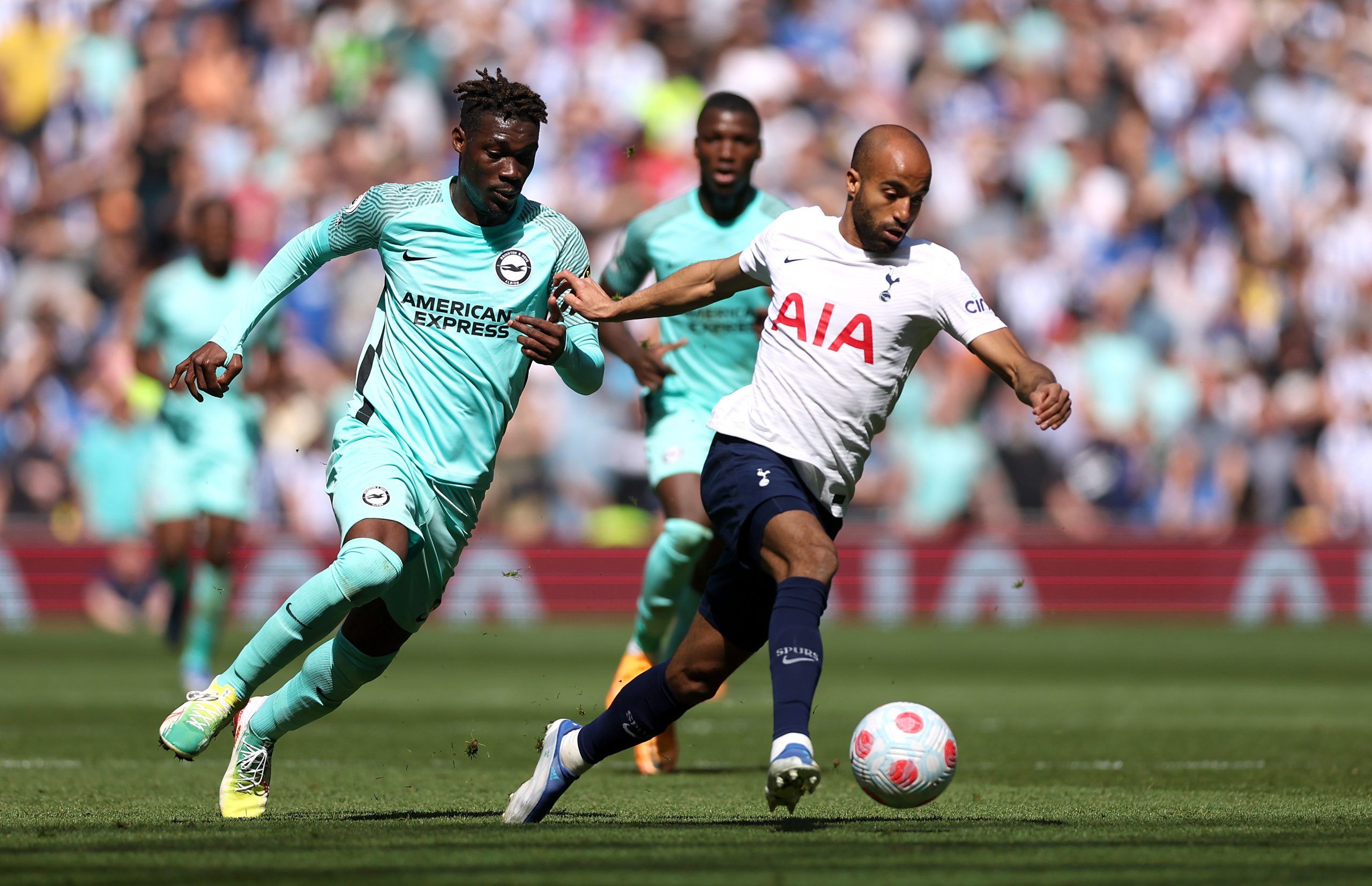Yves Bissouma in action against Spurs