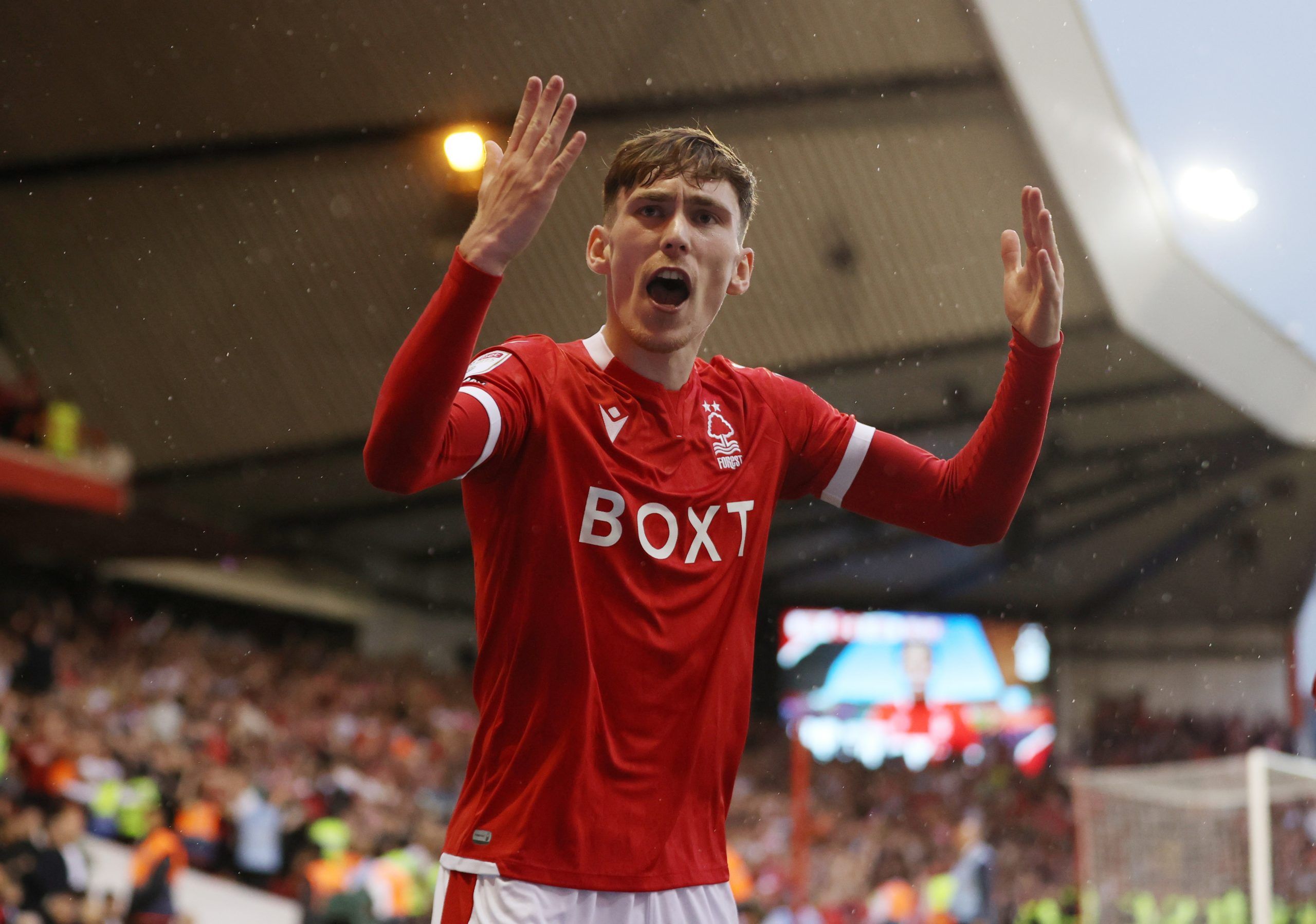 Soccer Football - Championship - Play-Offs Second Leg - Nottingham Forest v Sheffield United - The City Ground, Nottingham, Britain - May 17, 2022 Nottingham Forest's James Garner celebrates after Brennan Johnson scores their first goal Action Images via Reuters/Molly Darlington