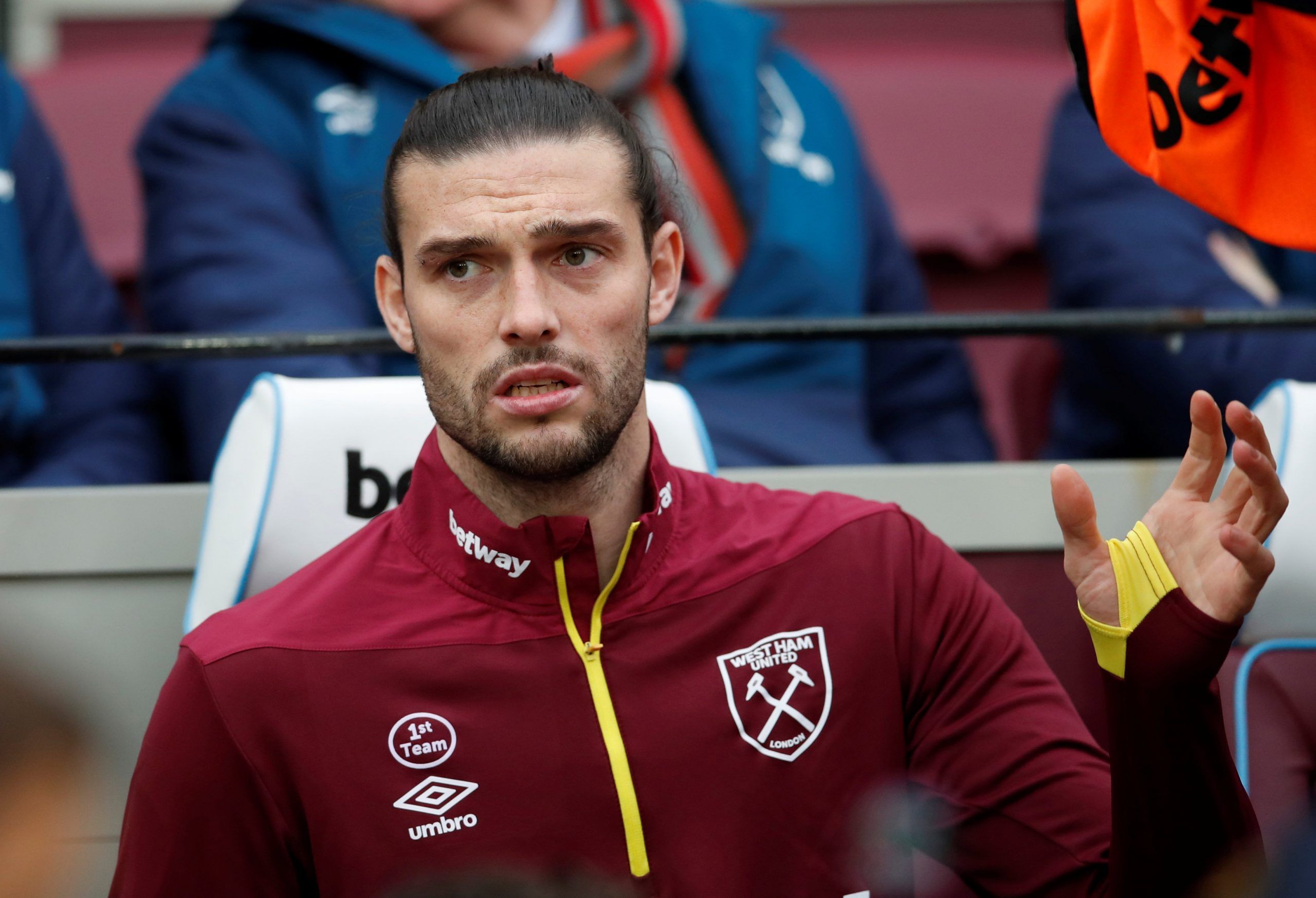 Soccer Football - Premier League - West Ham United v Arsenal - London Stadium, London, Britain - January 12, 2019  West Ham's Andy Carroll before the match    REUTERS/David Klein  EDITORIAL USE ONLY. No use with unauthorized audio, video, data, fixture lists, club/league logos or 