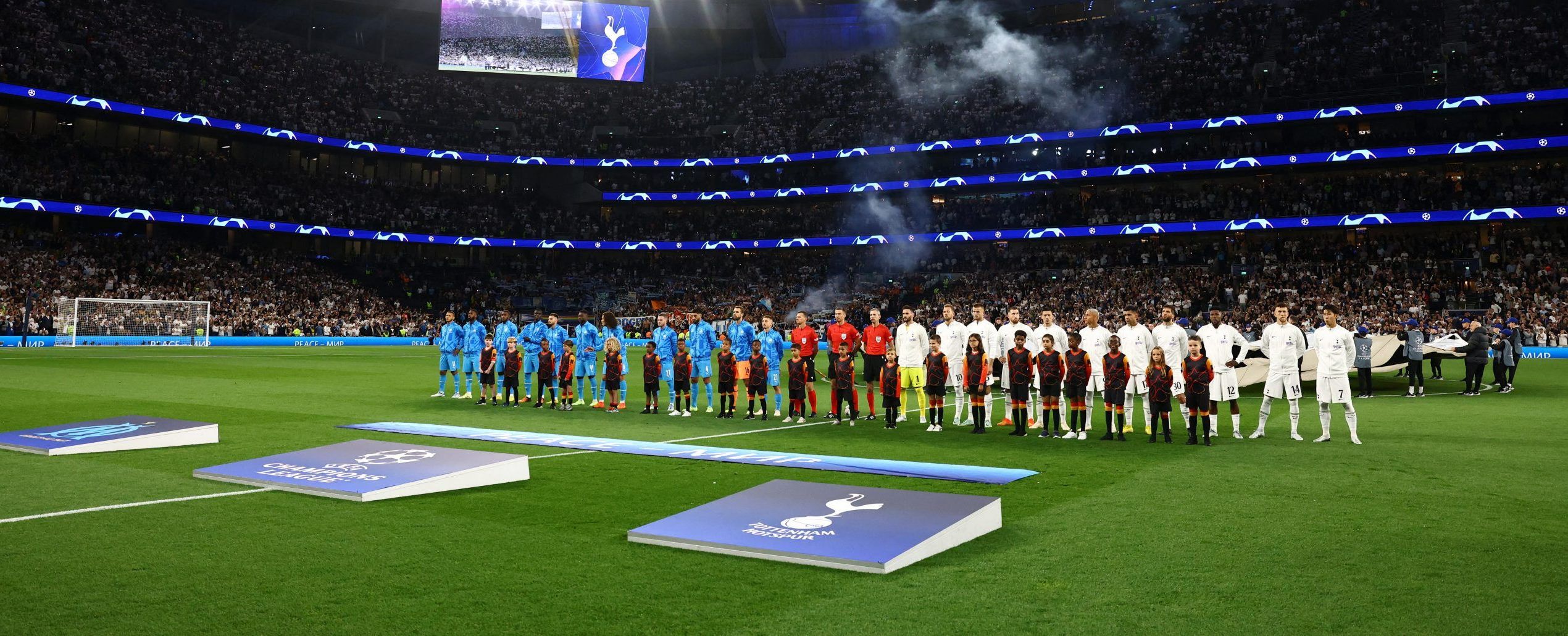 Tottenham Hotspur Stadium general view as players from both teams line up before the match