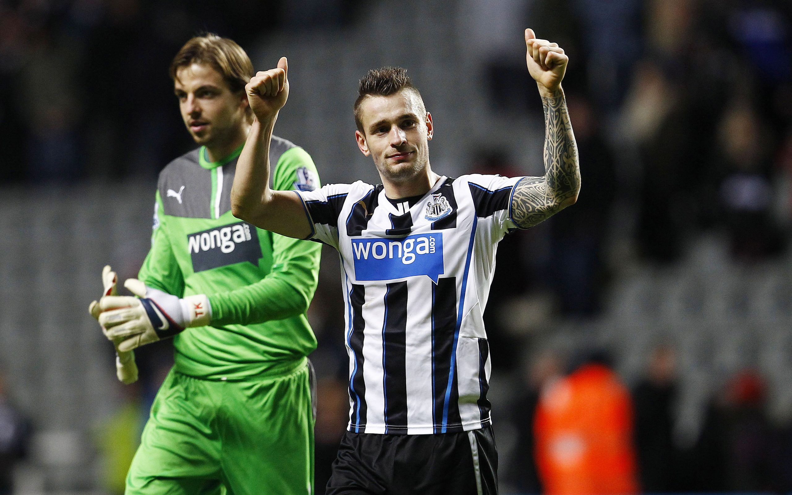 debuchy-premier-league-arsenal-newcastle-pardew-magpiesNewcastle United's Mathieu Debuchy celebrates after the final whistle 
Mandatory Credit: Action Images / Craig Brough 
Livepic 
EDITORIAL USE ONLY. No use with unauthorized audio, video, data, fixture lists, club/league logos or live services. Online in-match use limited to 45 images, no video emulation. No use in betting, games or single club/league/player publications.  Please contact your account representative for further details.