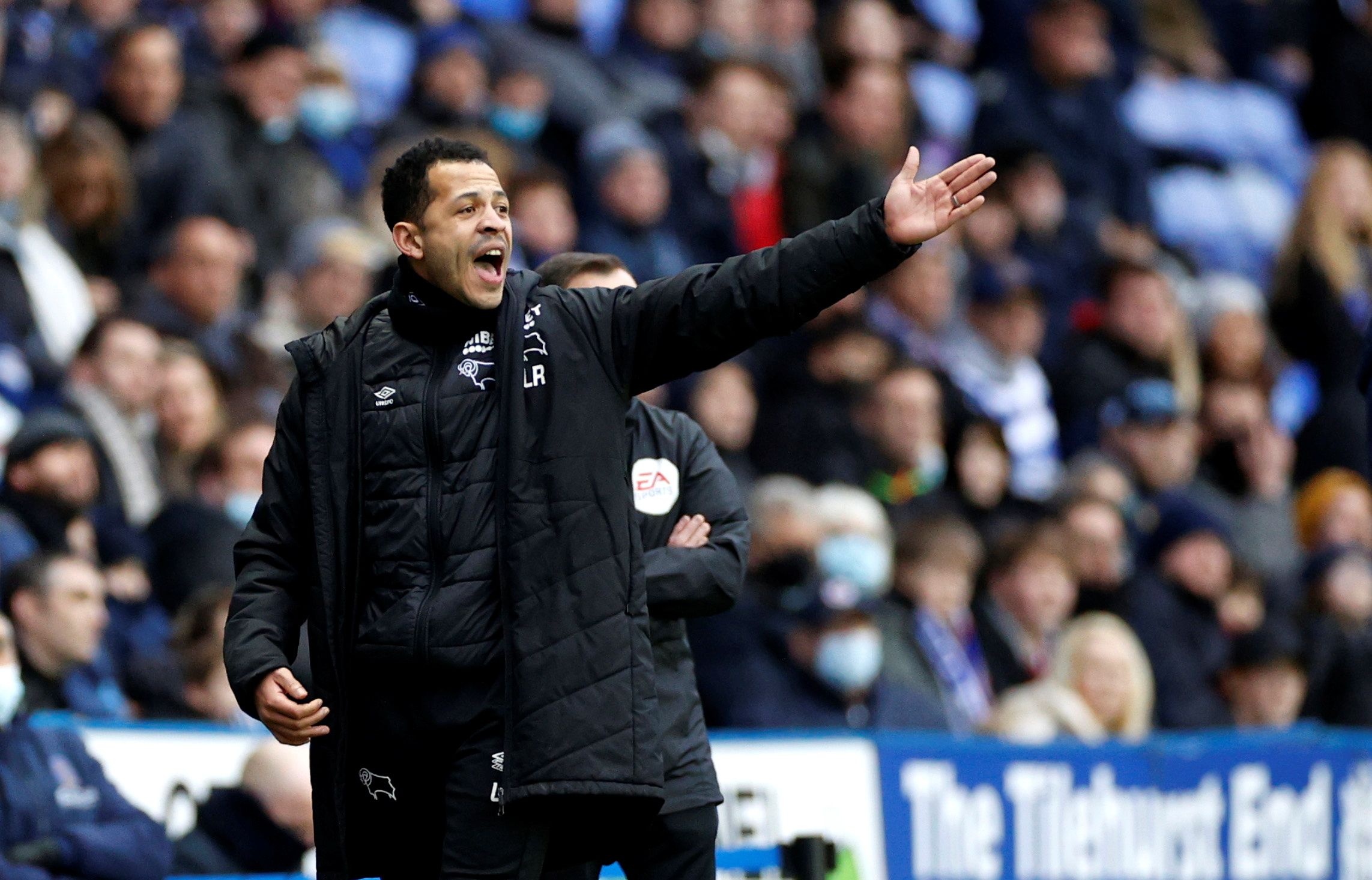 Soccer Football - Championship - Reading v Derby County - Madejski Stadium, Reading, Britain - January 3, 2022 Derby County assistant manager Liam Rosenior Action Images/John Sibley??EDITORIAL USE ONLY. No use with unauthorized audio, video, data, fixture lists, club/league logos or 