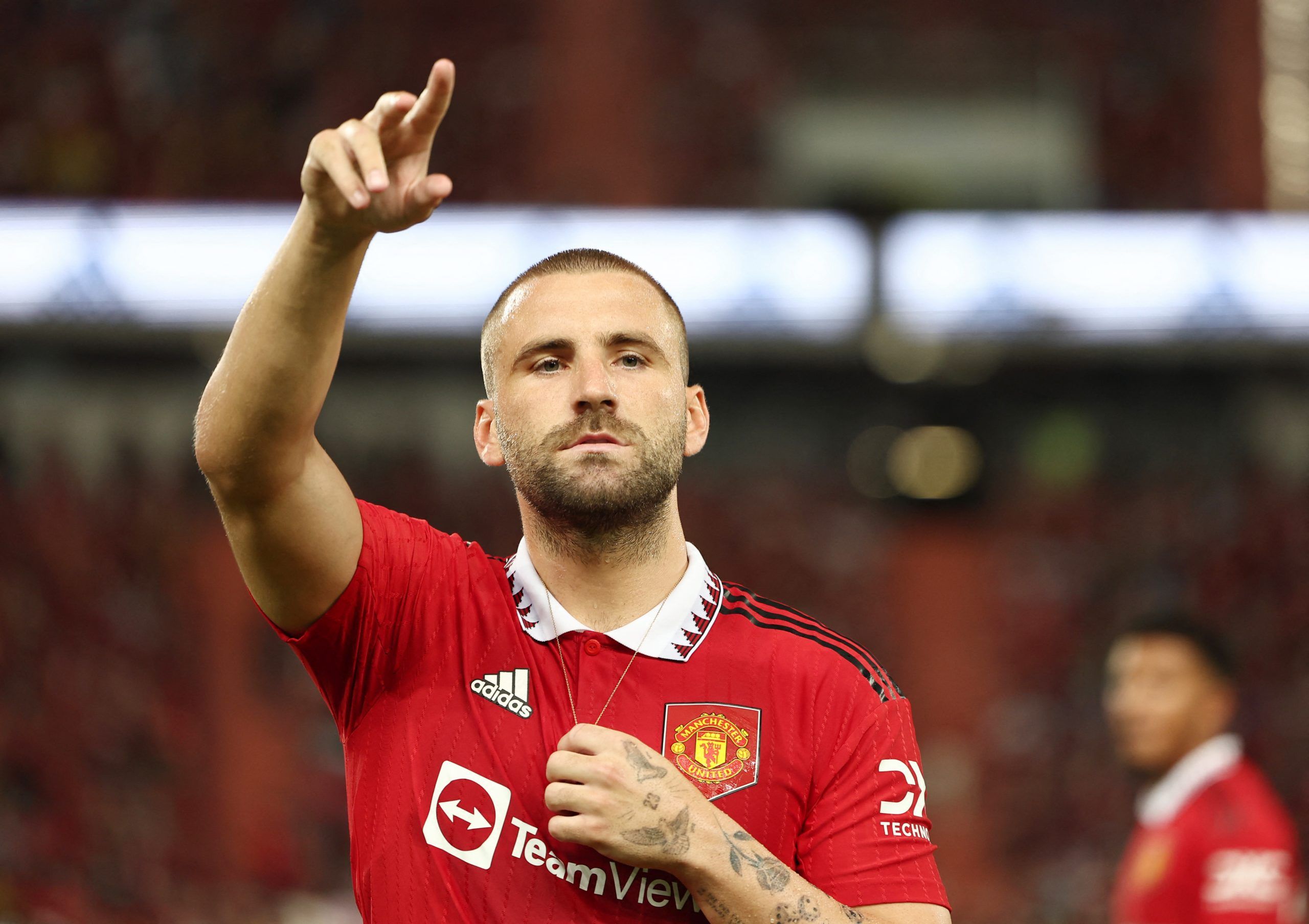 Soccer Football - Pre Season Friendly - Manchester United v Liverpool - Rajamangala National Stadium, Bangkok, Thailand - July 12, 2022 Manchester United's Luke Shaw before the match REUTERS/Chalinee Thirasupa