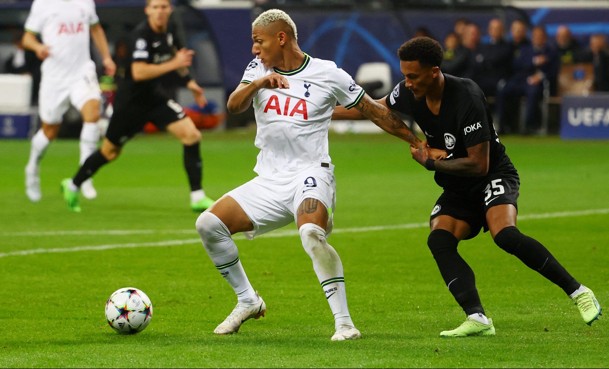 Spurs attacker Richarlison in action against Frankfurt in the Champions League