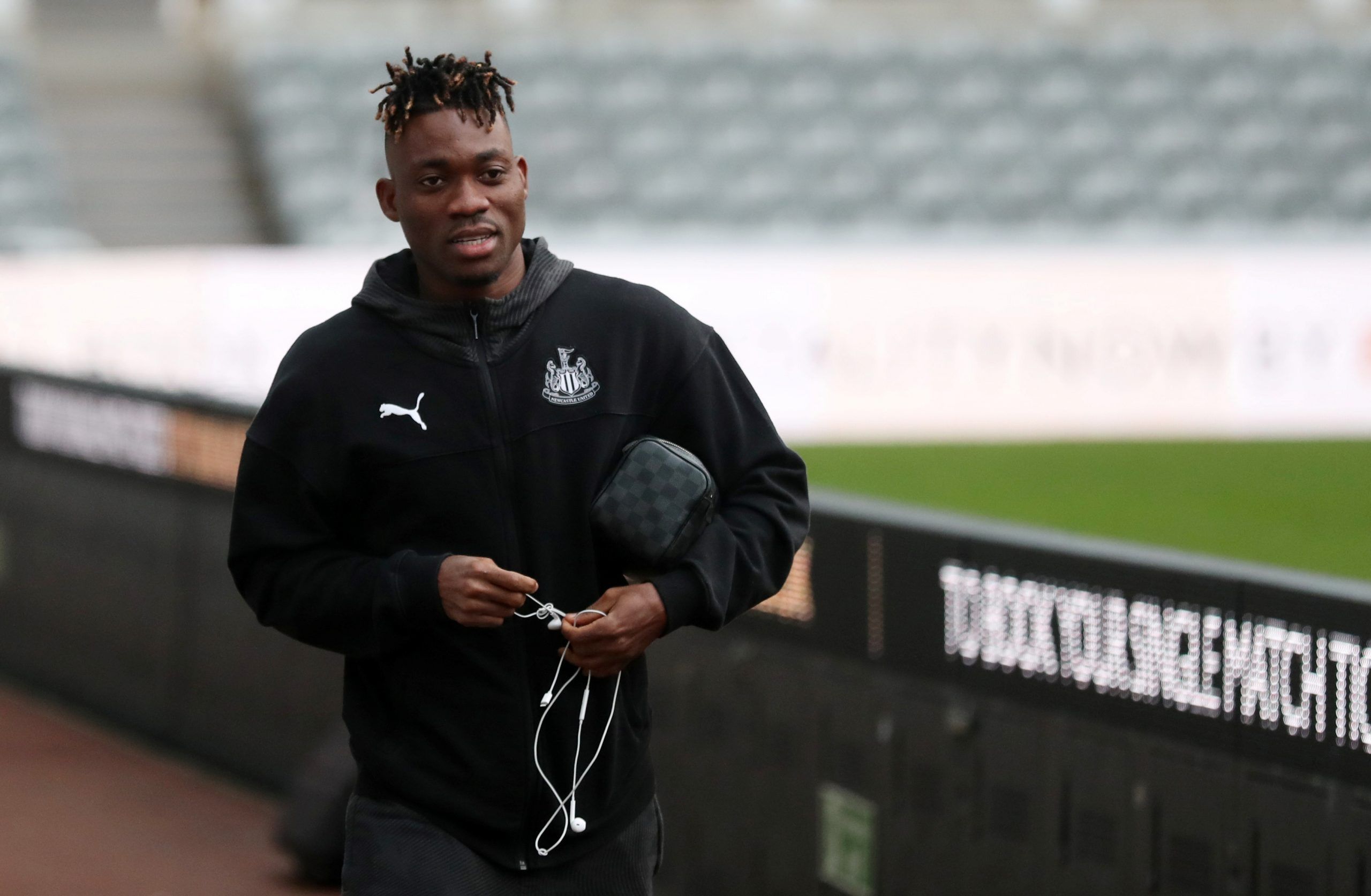 Soccer Football - Premier League - Newcastle United v Crystal Palace - St James' Park, Newcastle, Britain - December 21, 2019  Newcastle United's Christian Atsu arrives before the match   REUTERS/Scott Heppell  EDITORIAL USE ONLY. No use with unauthorized audio, video, data, fixture lists, club/league logos or 