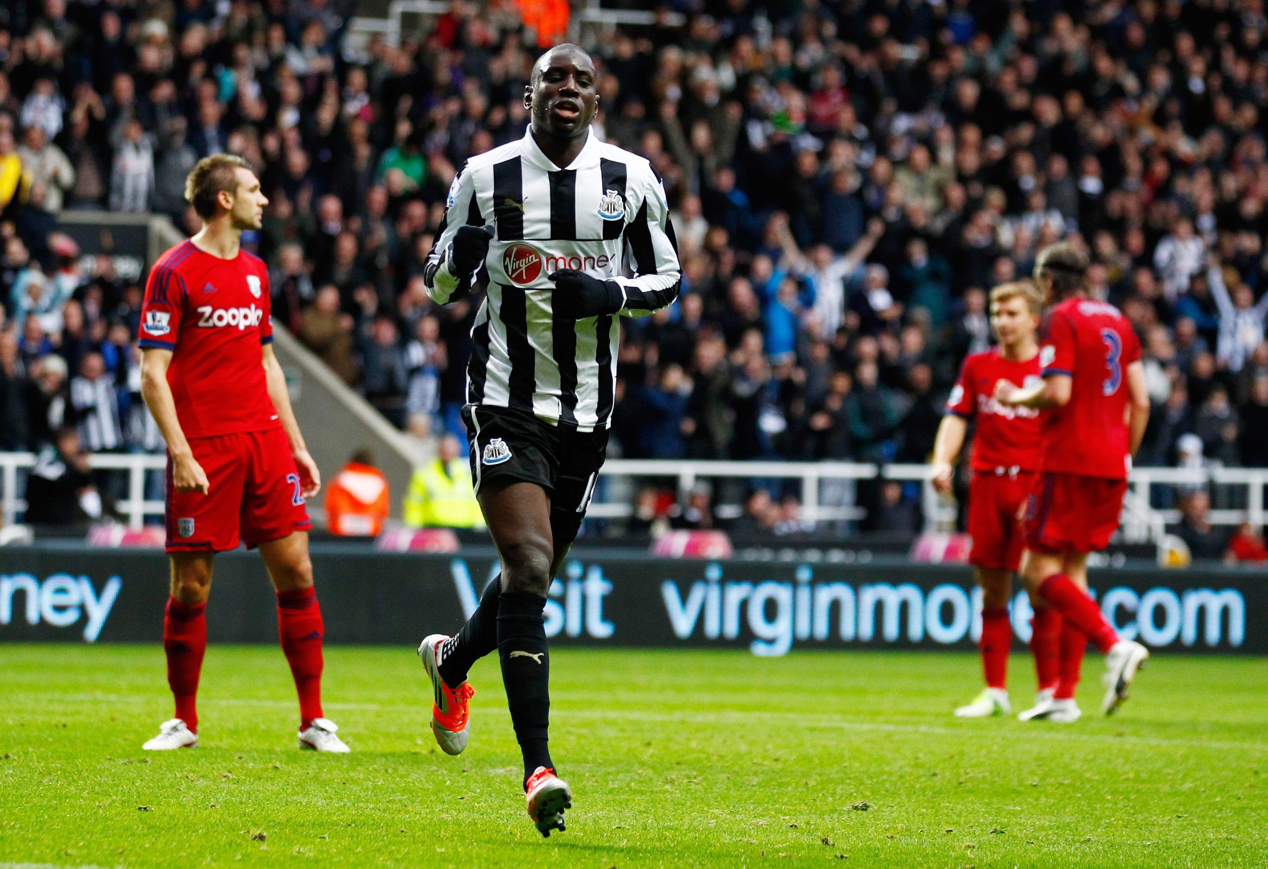 Football - Newcastle United v West Bromwich Albion - Barclays Premier League  - St James' Park - 28/10/12 
Newcastle United's Demba Ba celebrates scoring his sides first goal 
Mandatory Credit: Action Images / Jason Cairnduff 
Livepic 
EDITORIAL USE ONLY. No use with unauthorized audio, video, data, fixture lists, club/league logos or live services. Online in-match use limited to 45 images, no video emulation. No use in betting, games or single club/league/player publications.  Please contact yo