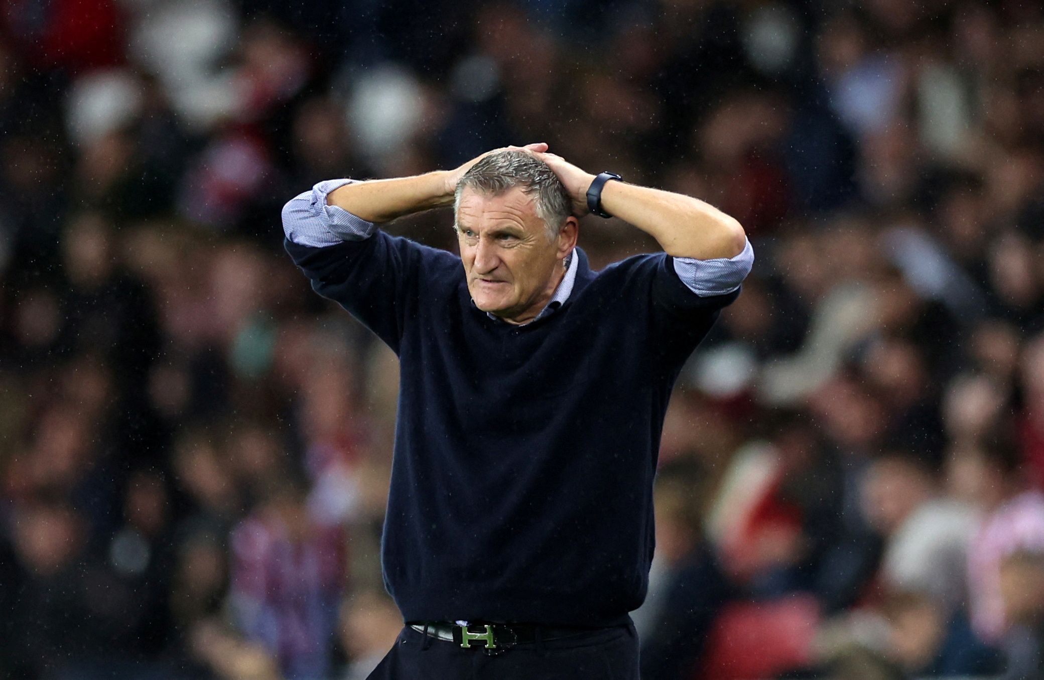 Soccer Football - Championship - Sunderland v Blackpool - Stadium of Light, Sunderland, Britain - October 4, 2022  Sunderland manager Tony Mowbray during the match  Action Images/Lee Smith  EDITORIAL USE ONLY. No use with unauthorized audio, video, data, fixture lists, club/league logos or 