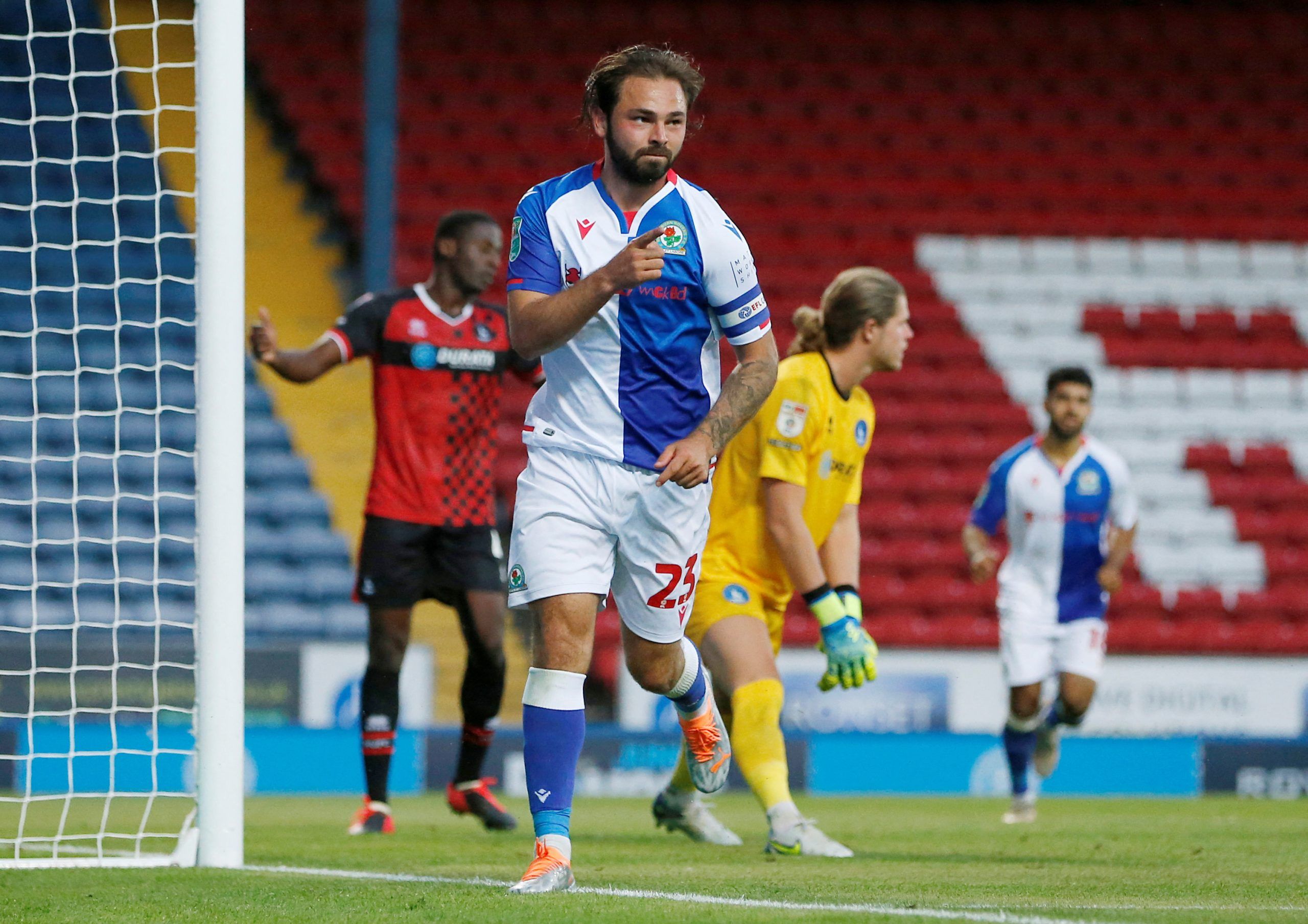Soccer Football - Carabao Cup - Blackburn Rovers v Hartlepool United - Ewood Park, Blackburn, Britain - August 10, 2022 Blackburn Rovers' Bradley Dack celebrates scoring their second goal Action Images/Ed Sykes  EDITORIAL USE ONLY. No use with unauthorized audio, video, data, fixture lists, club/league logos or 