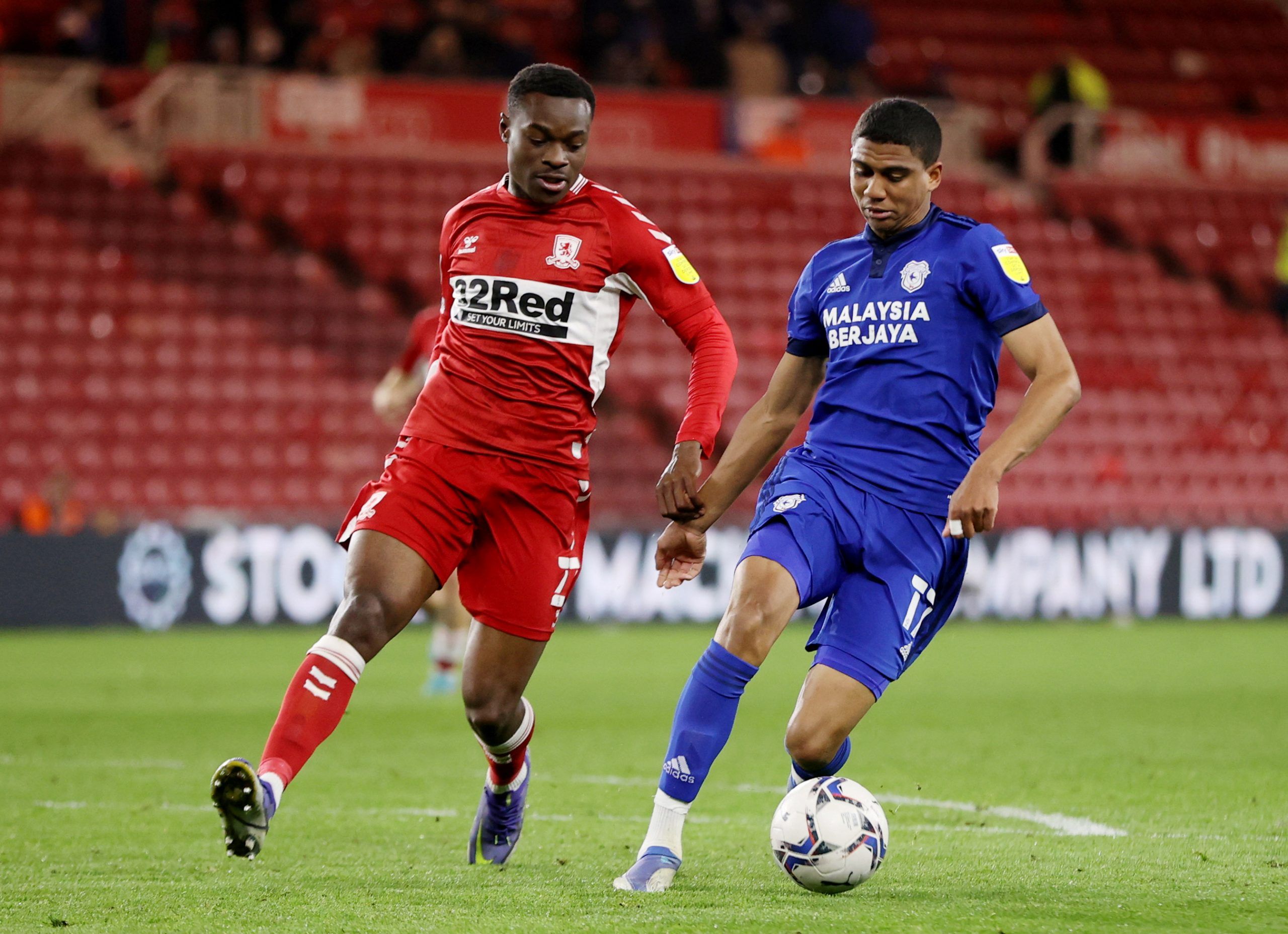 Middlesbrough's Marc Bola in action with Cardiff City's Cody Drameh