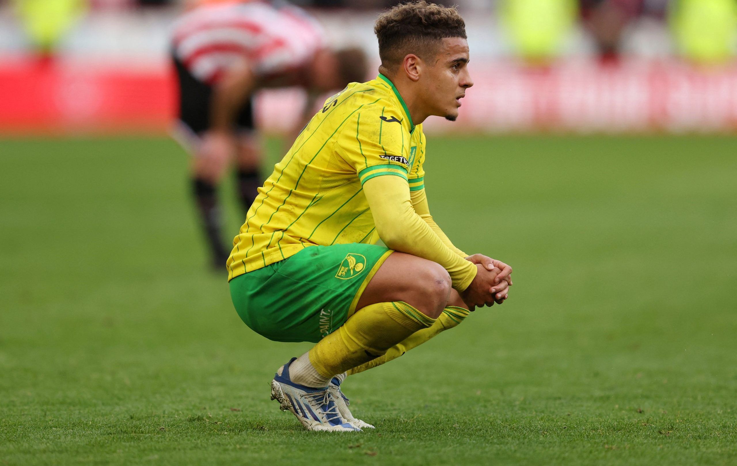 Norwich City's Max Aarons looks dejected after the match