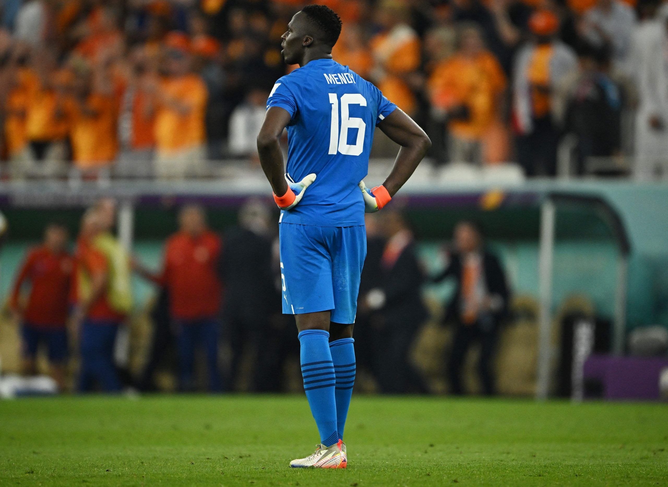 Senegal's Edouard Mendy looks dejected after the match