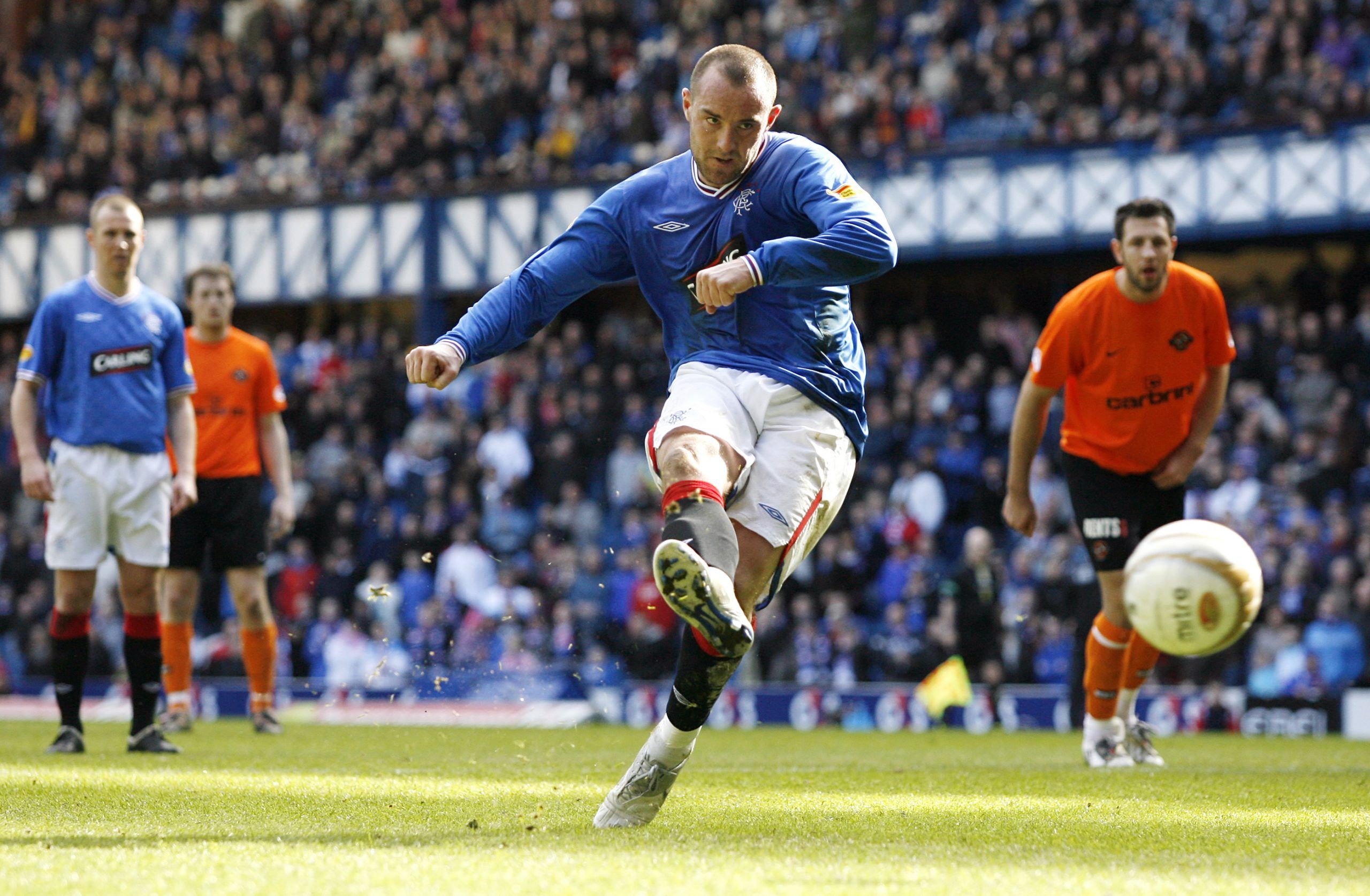 Football - Rangers v Dundee United Active Nation Scottish Cup Quarter Final - Ibrox Stadium - 09/10 - 14/3/10 
Kris Boyd of Rangers scores their second goal from the penalty spot 
Mandatory Credit: Action Images / Ed Sykes 
Livepic