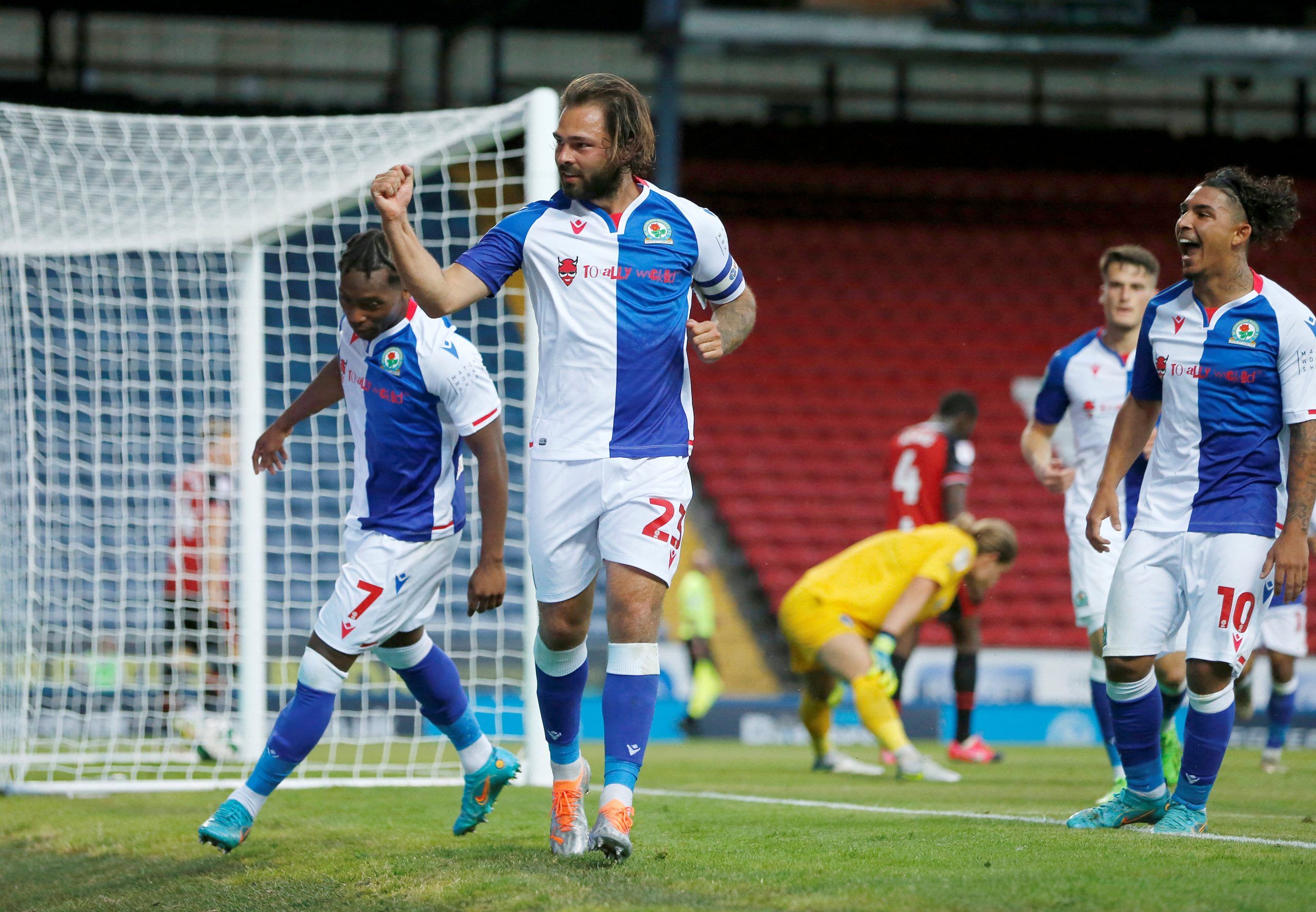 Soccer Football - Carabao Cup - Blackburn Rovers v Hartlepool United - Ewood Park, Blackburn, Britain - August 10, 2022 Blackburn Rovers' Bradley Dack celebrates scoring their second goal Action Images/Ed Sykes  EDITORIAL USE ONLY. No use with unauthorized audio, video, data, fixture lists, club/league logos or 