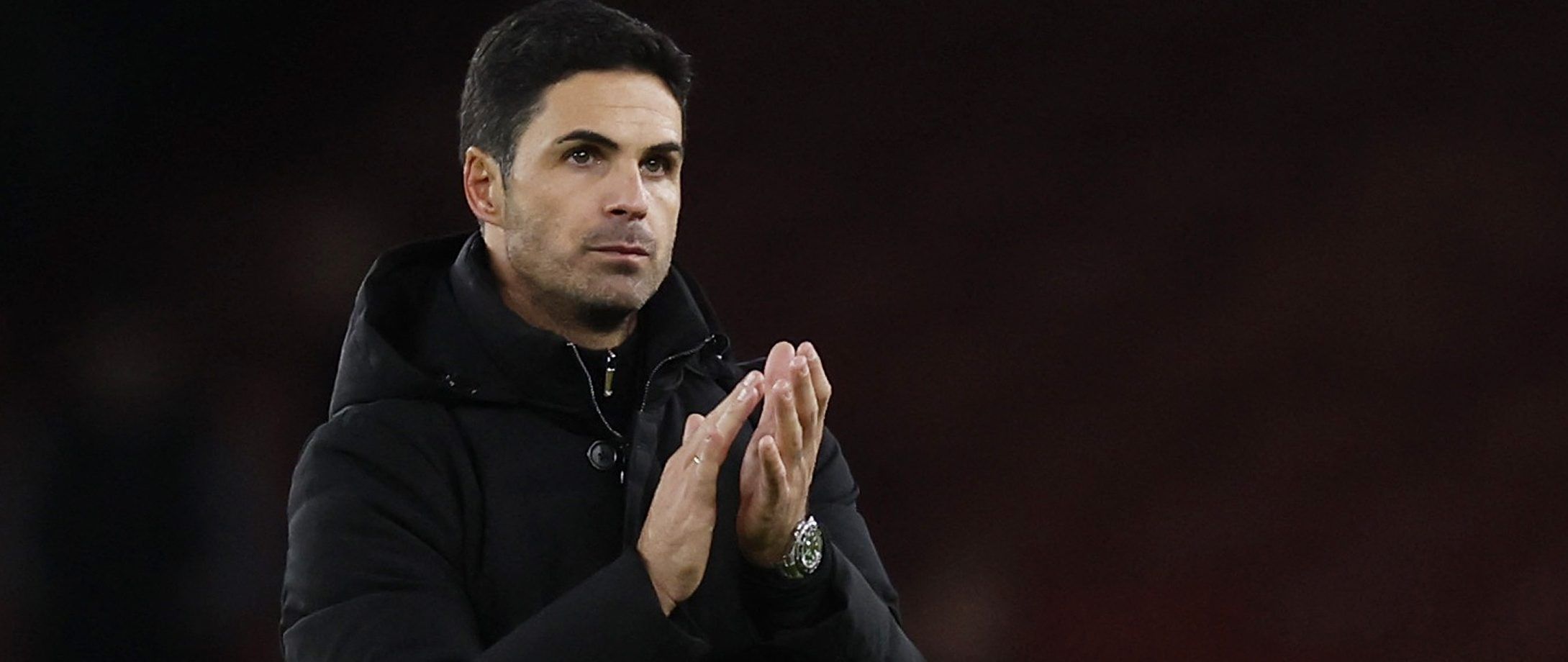 Soccer Football - Premier League - Arsenal v West Ham United - Emirates Stadium, London, Britain - December 26, 2022 Arsenal manager Mikel Arteta applauds fans after the match Action Images via Reuters/Andrew Couldridge EDITORIAL USE ONLY. No use with unauthorized audio, video, data, fixture lists, club/league logos or 'live' services. Online in-match use limited to 75 images, no video emulation. No use in betting, games or single club /league/player publications.  Please contact your account re