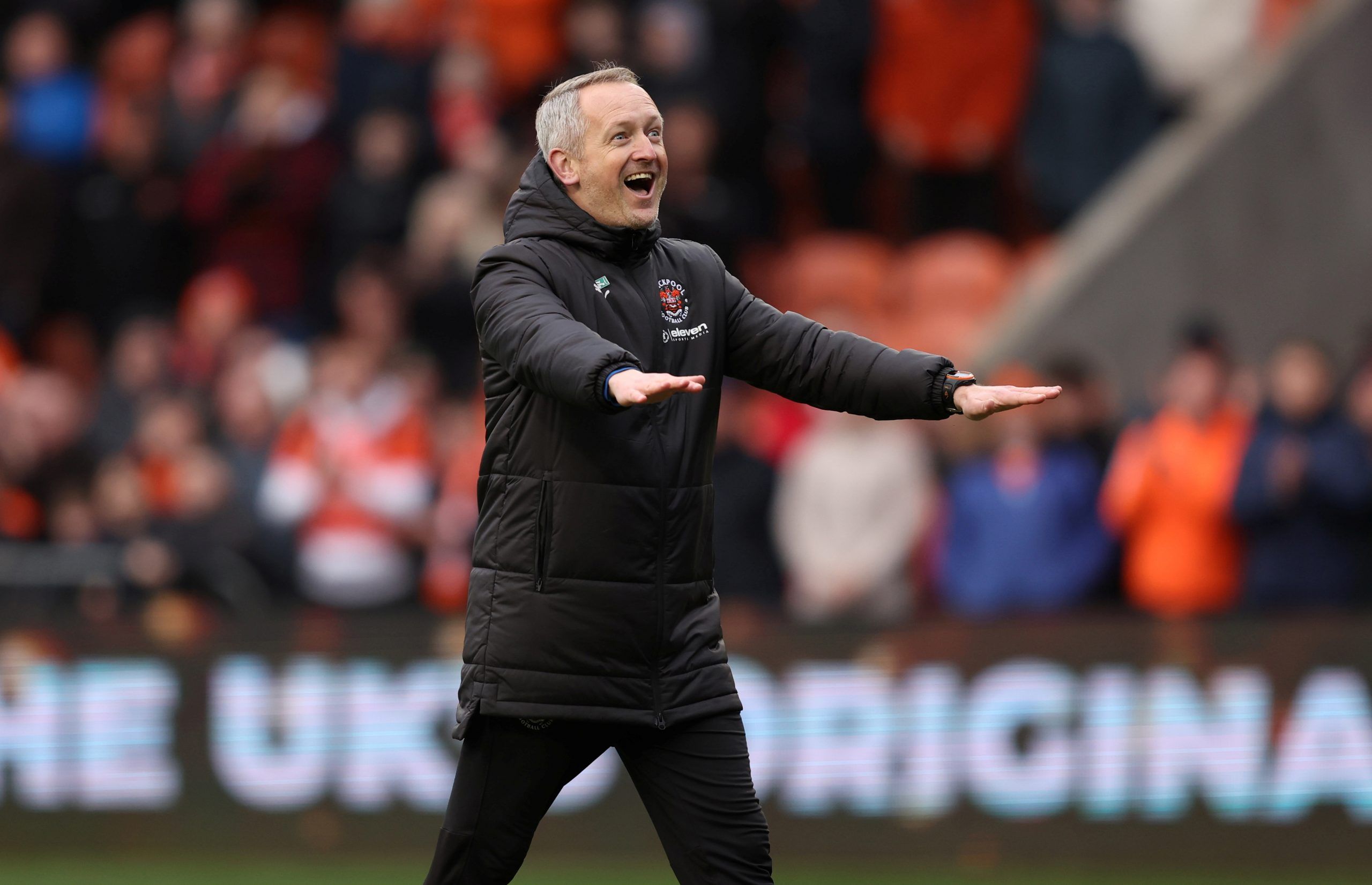  Blackpool manager Neil Critchley celebrates after the match