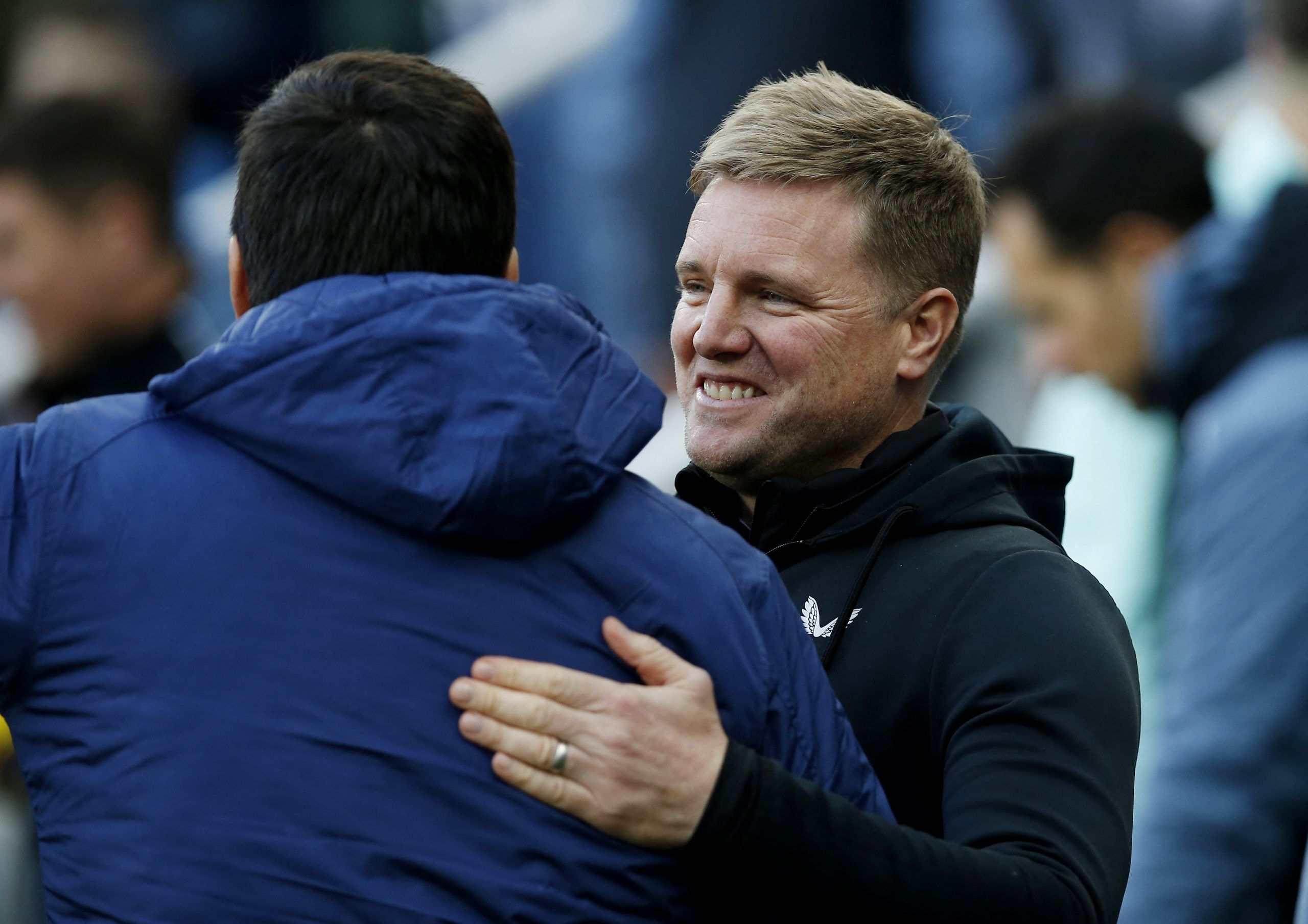 Soccer Football - Friendly - Newcastle United v Rayo Vallecano - St James' Park, Newcastle, Britain - December 17, 2022 Newcastle United manager Eddie Howe and Rayo Vallecano coach Andoni Iraola before the match Action Images via Reuters/Craig Brough