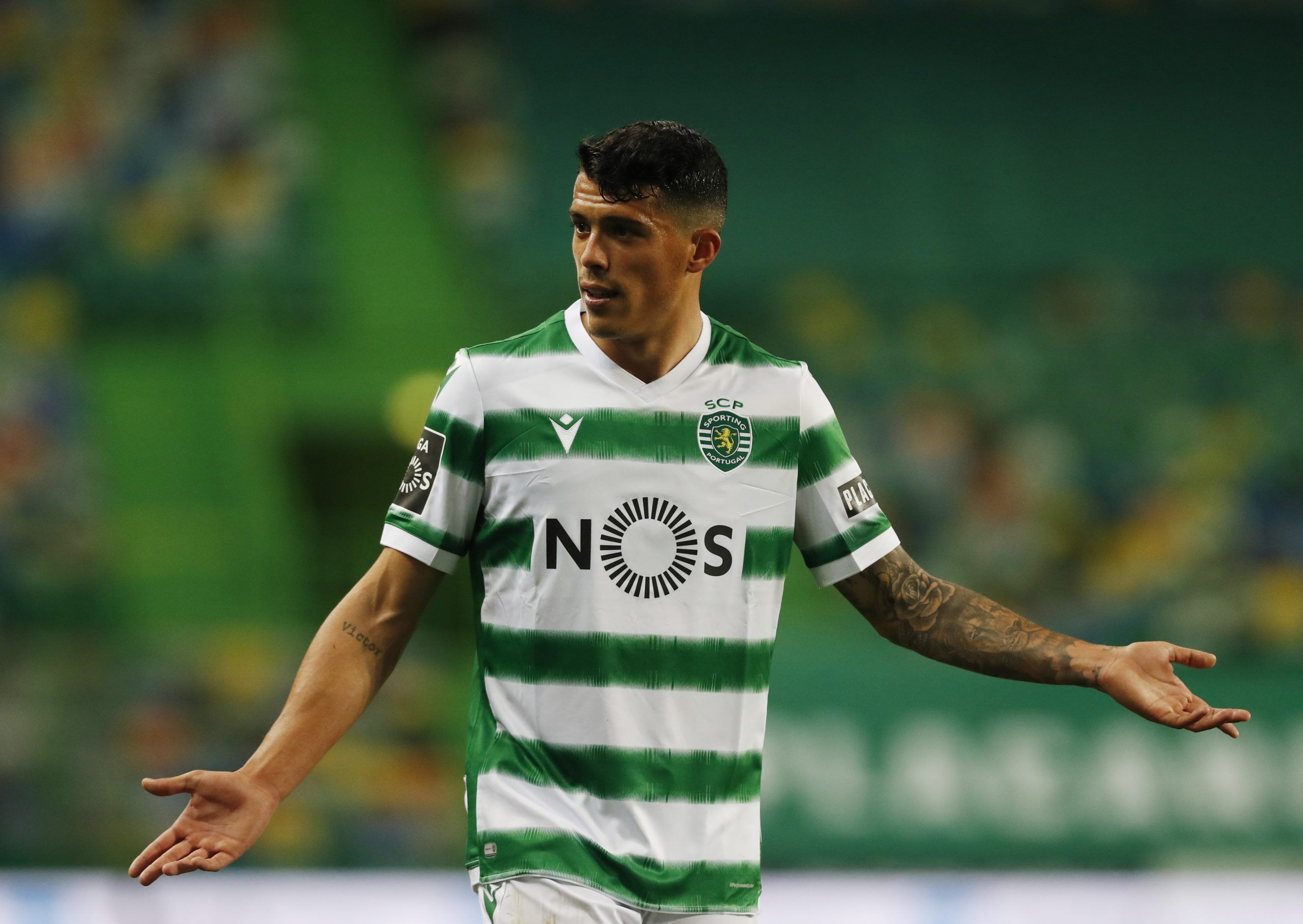 Soccer Football - Primeira Liga - Sporting CP v Vitoria Guimaraes - Estadio Jose Alvalade, Lisbon, Portugal - March 20, 2021  Sporting CP's Pedro Porro reacts REUTERS/Pedro Nunes