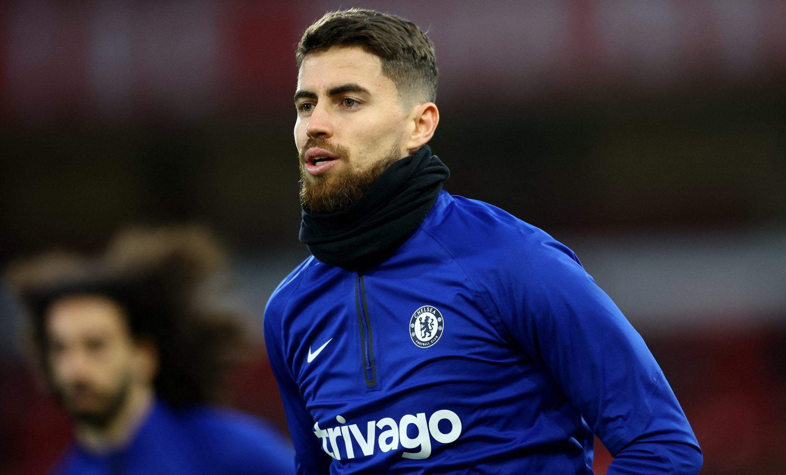 Chelsea's Jorginho during the warm up before the match