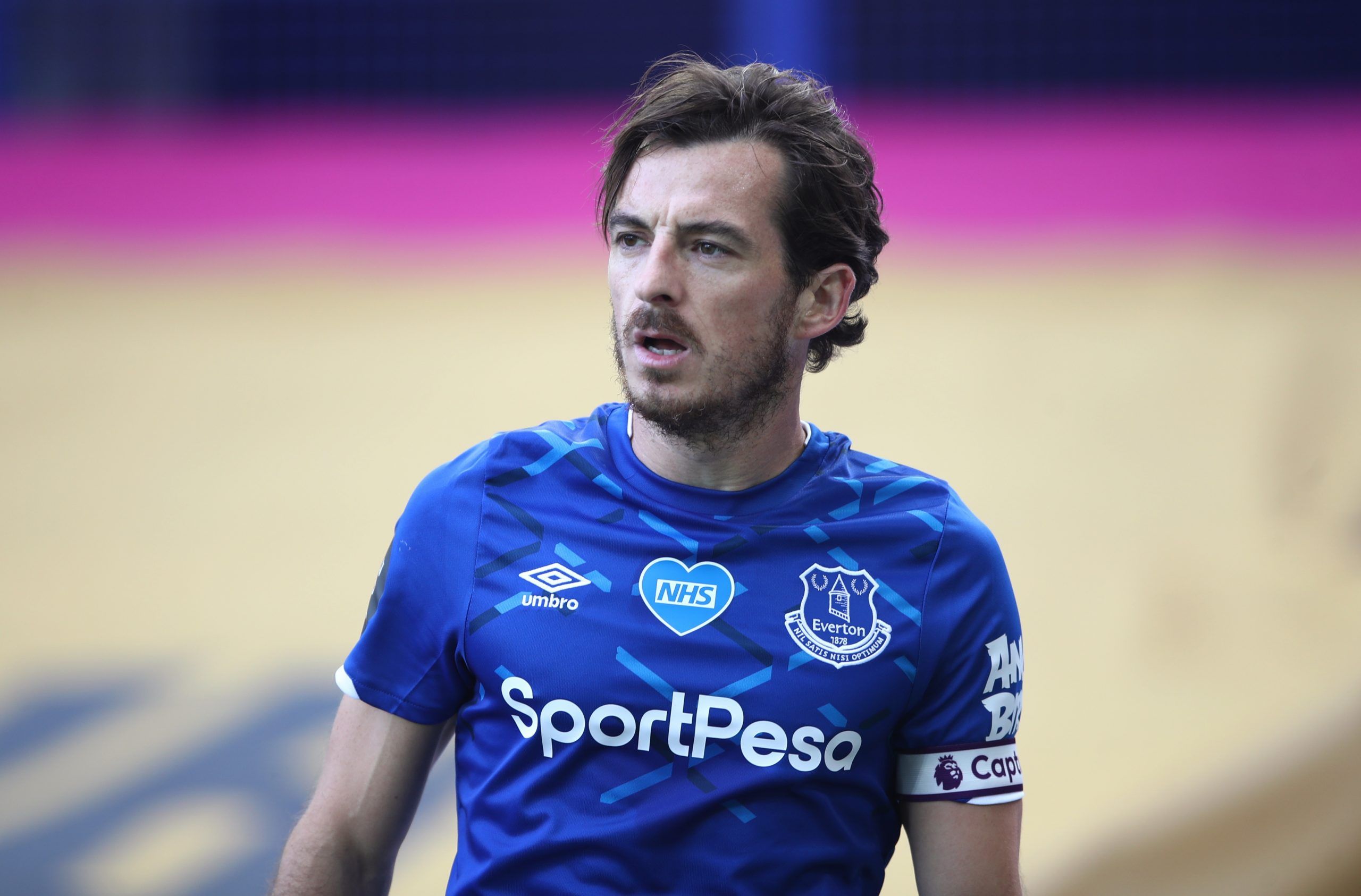 Soccer Football - Premier League - Everton v AFC Bournemouth - Goodison Park, Liverpool, Britain - July 26, 2020  Everton's Leighton Baines, as play resumes behind closed doors following the outbreak of the coronavirus disease (COVID-19) Pool via REUTERS/Tim Goode EDITORIAL USE ONLY. No use with unauthorized audio, video, data, fixture lists, club/league logos or 'live' services. Online in-match use limited to 75 images, no video emulation. No use in betting, games or single club/league/player p