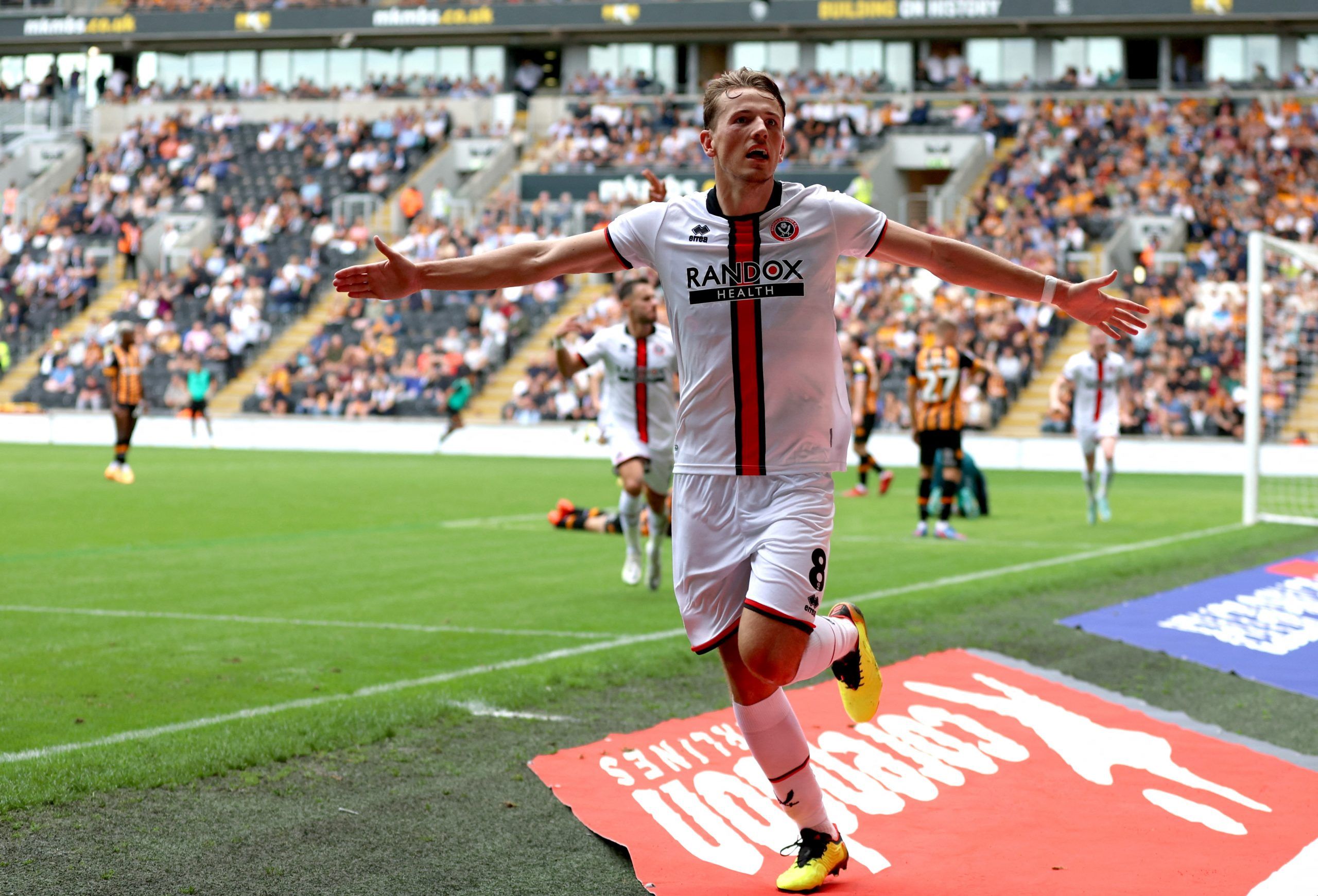 Sheffield United's Sander Berge celebrates scoring their second goal