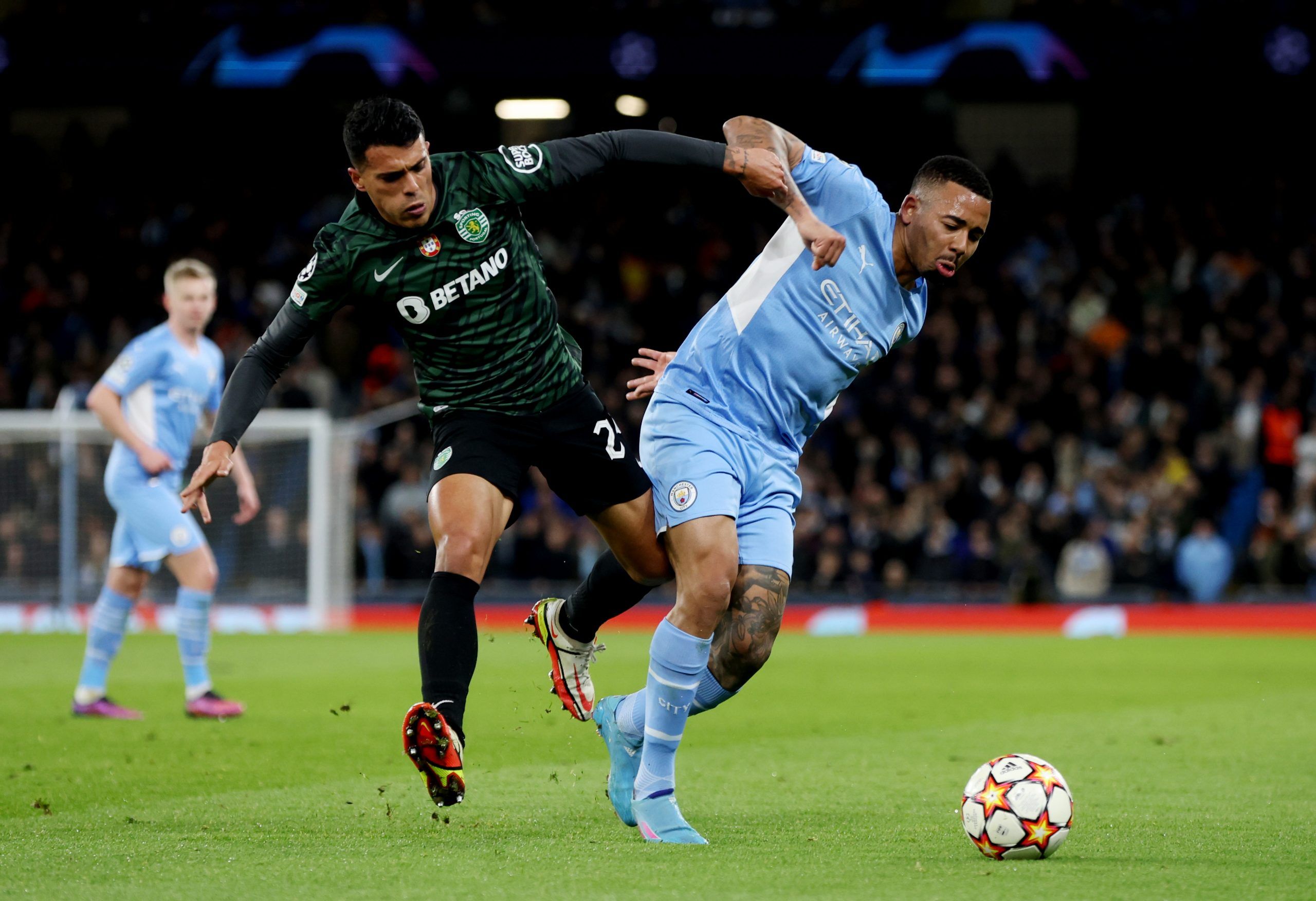  Sporting CP's Pedro Porro in action with Manchester City's Gabriel Jesus