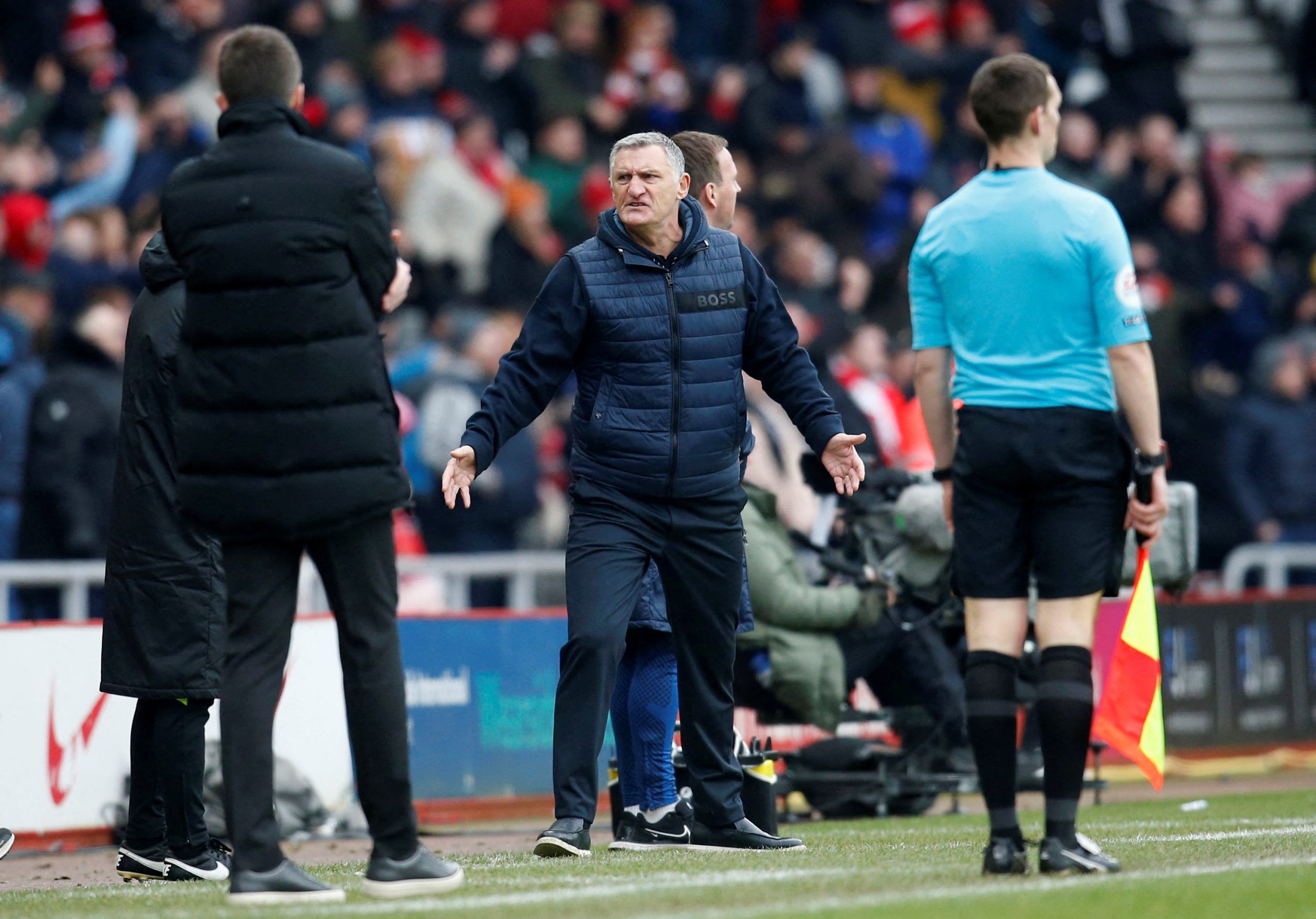 Soccer Football - Championship - Sunderland v Middlesbrough - Stadium of Light, Sunderland, Britain - January 22, 2023 Sunderland manager Tony Mowbray  Action Images/Ed Sykes  EDITORIAL USE ONLY. No use with unauthorized audio, video, data, fixture lists, club/league logos or 