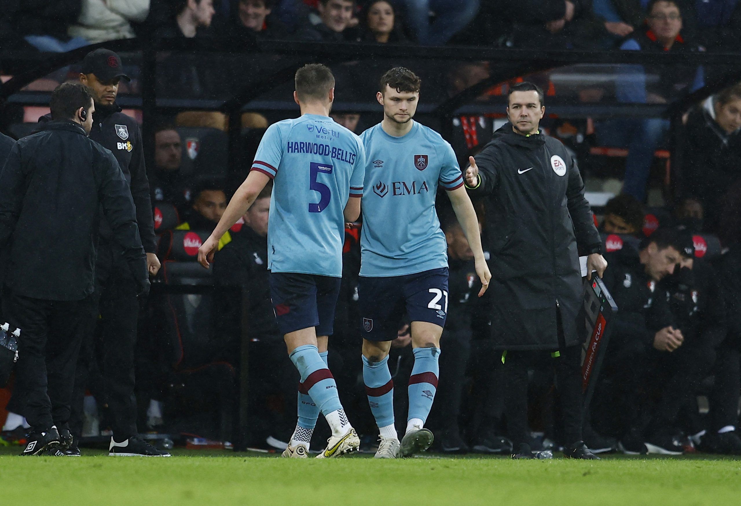 Soccer Football - FA Cup Third Round - AFC Bournemouth v Burnley - Vitality Stadium, Bournemouth, Britain - January 7, 2023 Burnley's Luke McNally comes on as a substitute to replace Taylor Harwood-Bellis REUTERS/Peter Nicholls