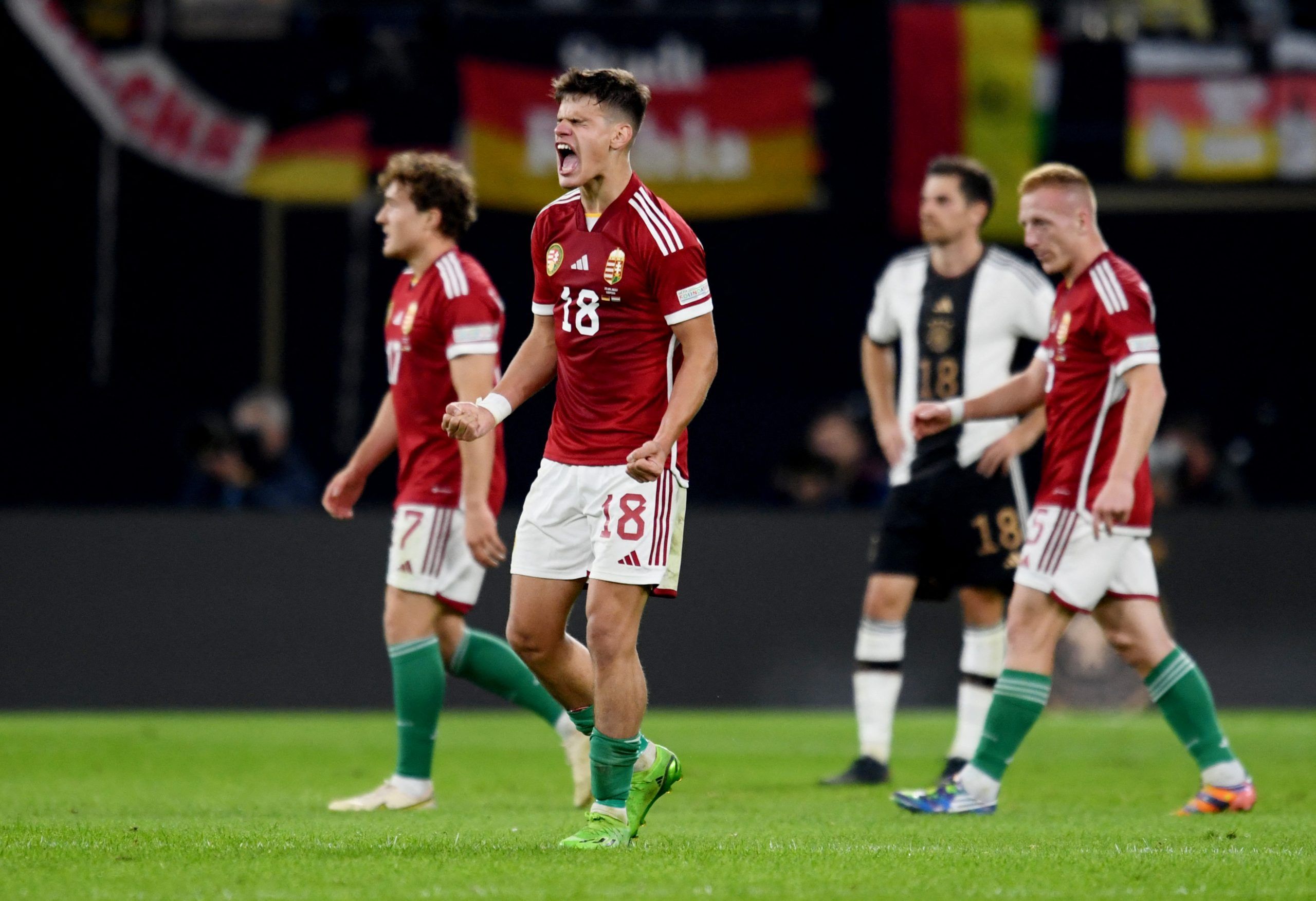 Soccer Football - UEFA Nations League - Group C - Germany v Hungary - Red Bull Arena, Leipzig, Germany - September 23, 2022 Hungary's Milos Kerkez celebrates after the match REUTERS/Annegret Hilse
