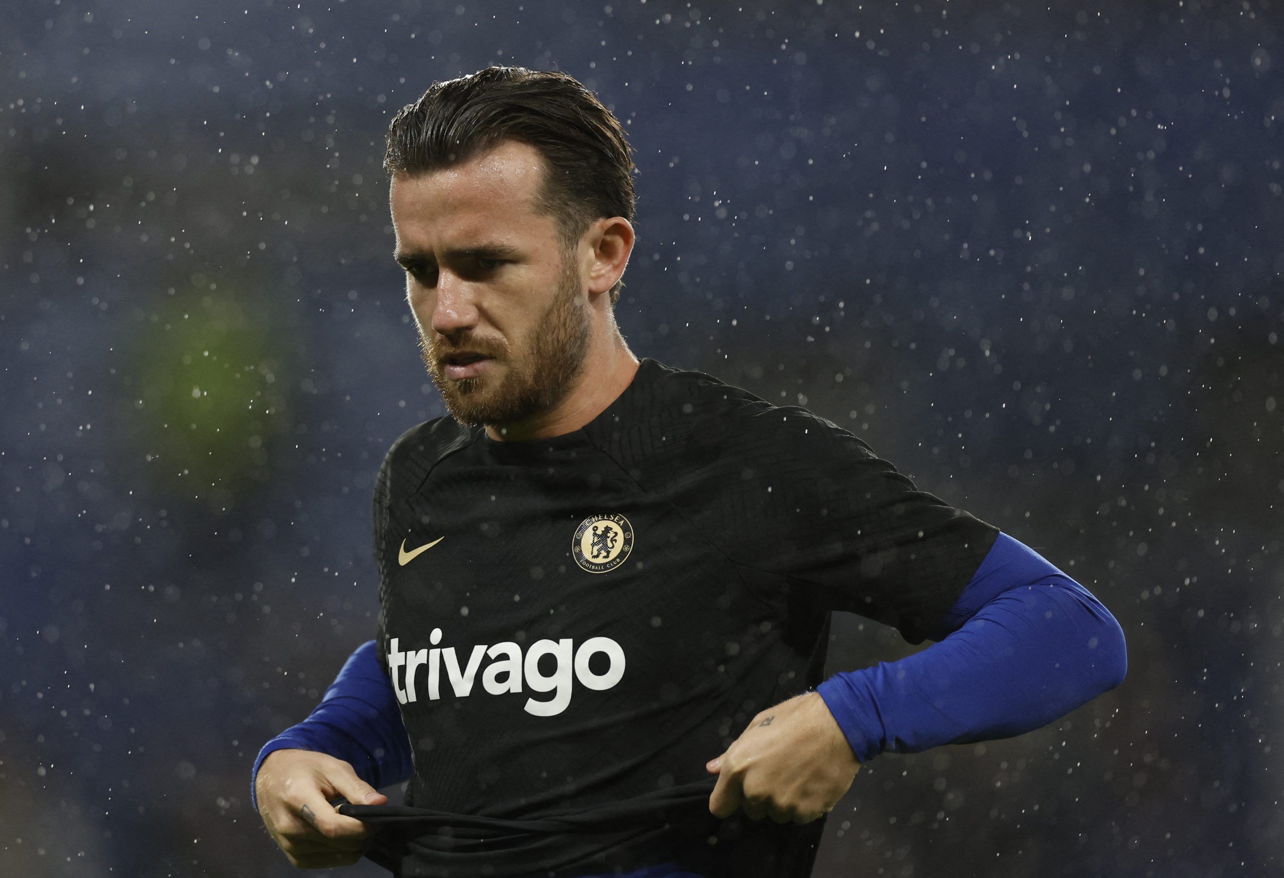 Soccer Football - Champions League - Group E - Chelsea v Dinamo Zagreb - Stamford Bridge, London, Britain - November 2, 2022 Chelsea's Ben Chilwell during the warm up before the match Action Images via Reuters/Peter Cziborra